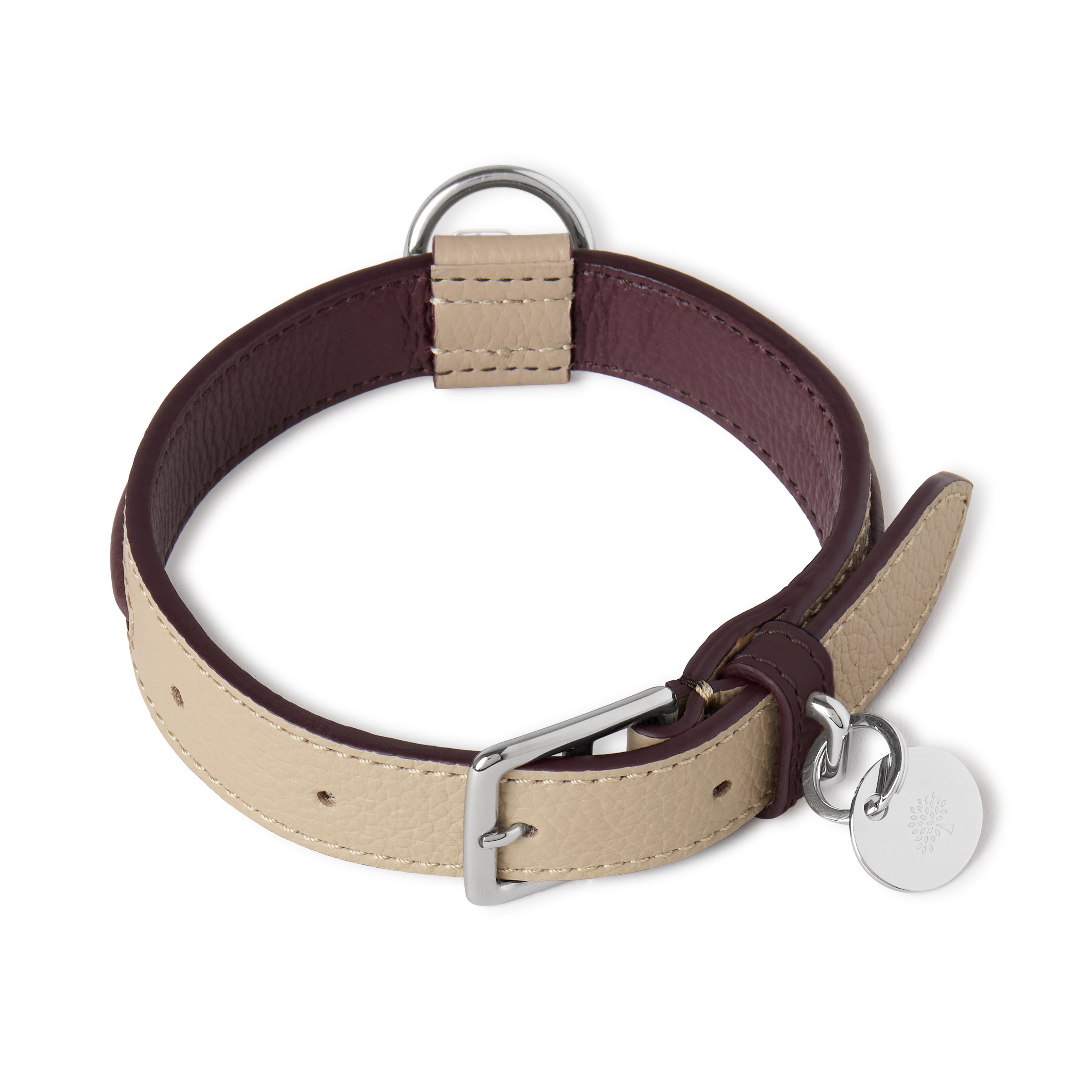 Mulberry Small Leather Dog Collar Dune-Oxblood