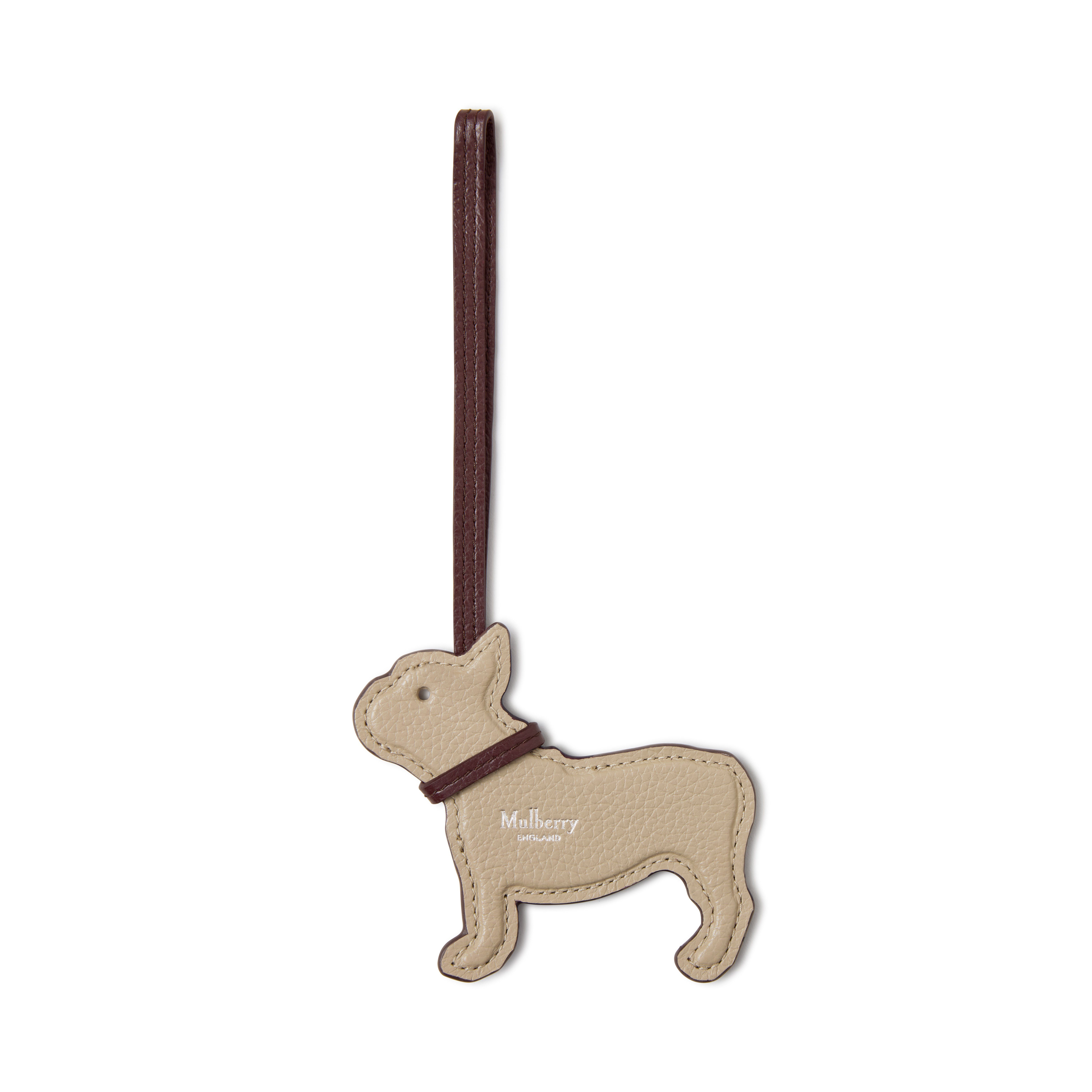 Mulberry Lanyard Keyring - Frenchie Dog Dune-Oxblood