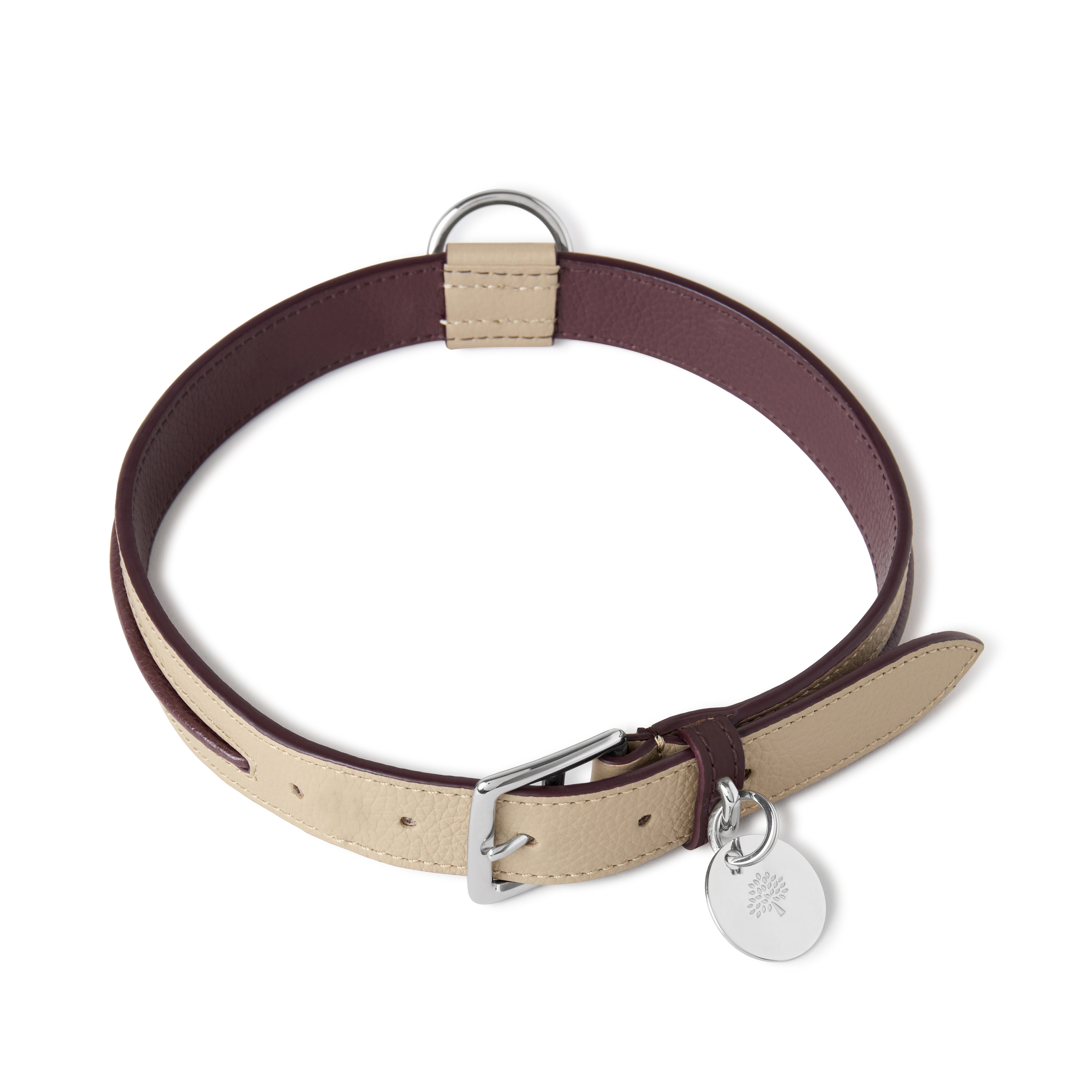 Mulberry Large Leather Dog Collar Dune-Oxblood
