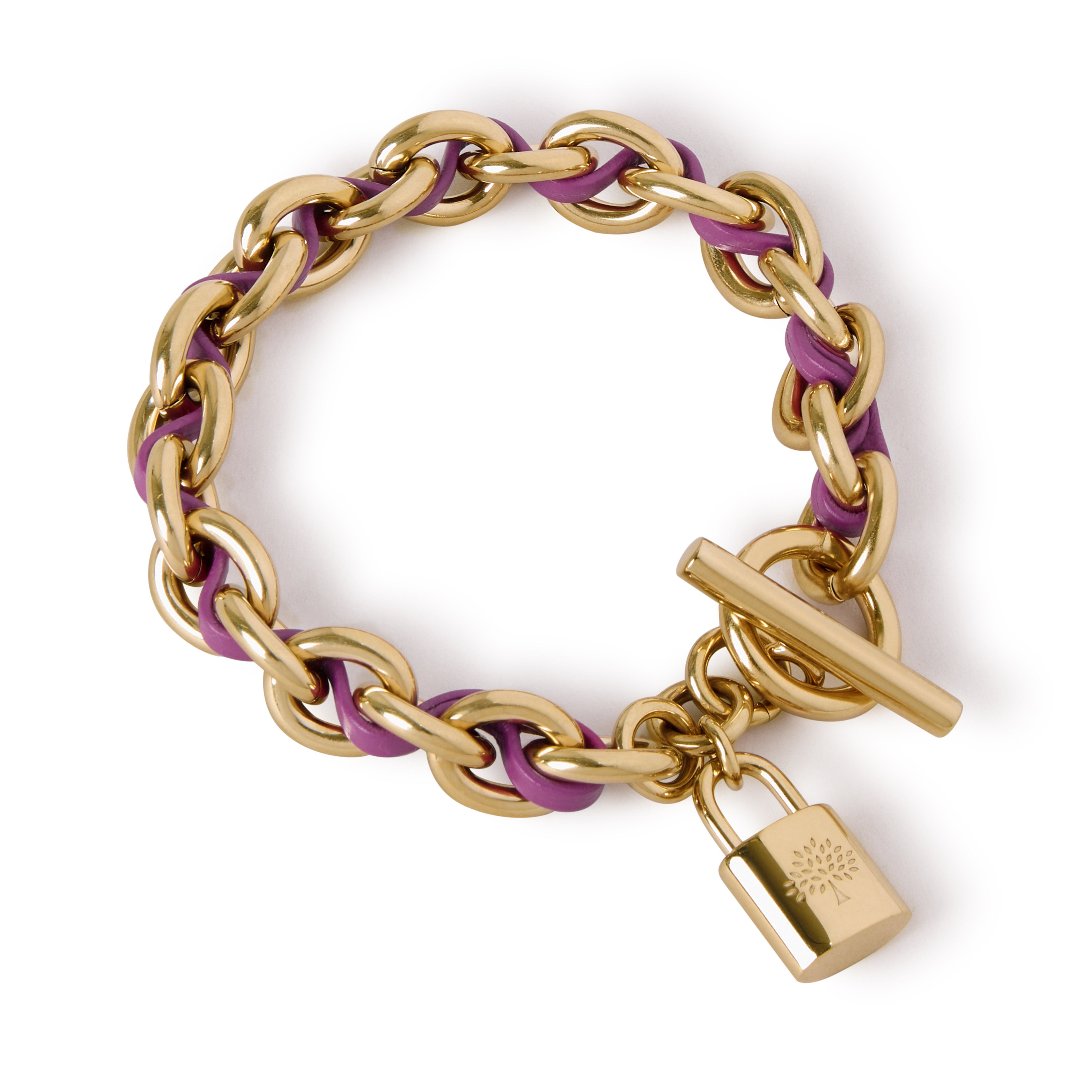 Mulberry Women's Lily Leather Chain Bracelet Small Orchid Bloom
