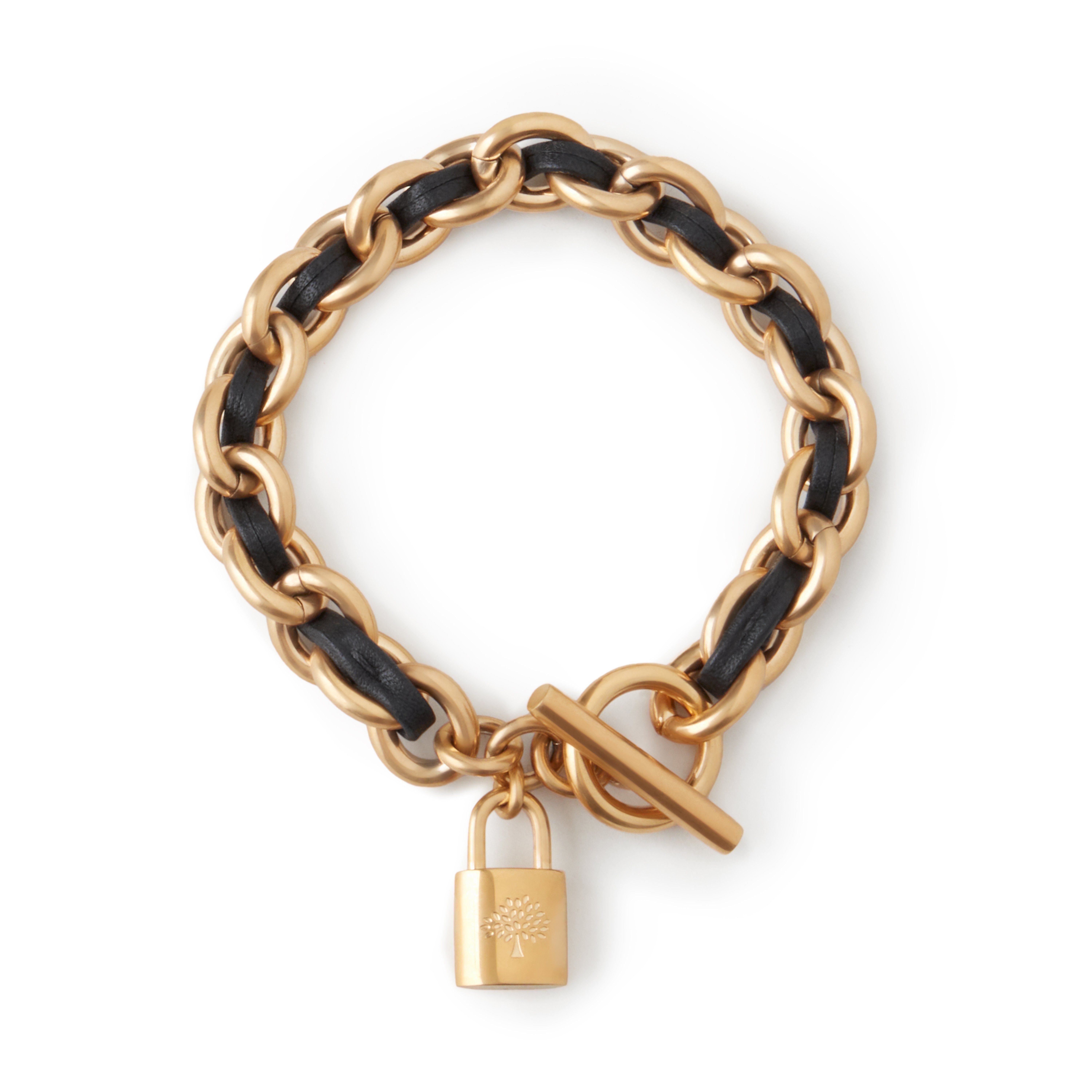 Mulberry Lily Leather Chain Bracelet In Gold