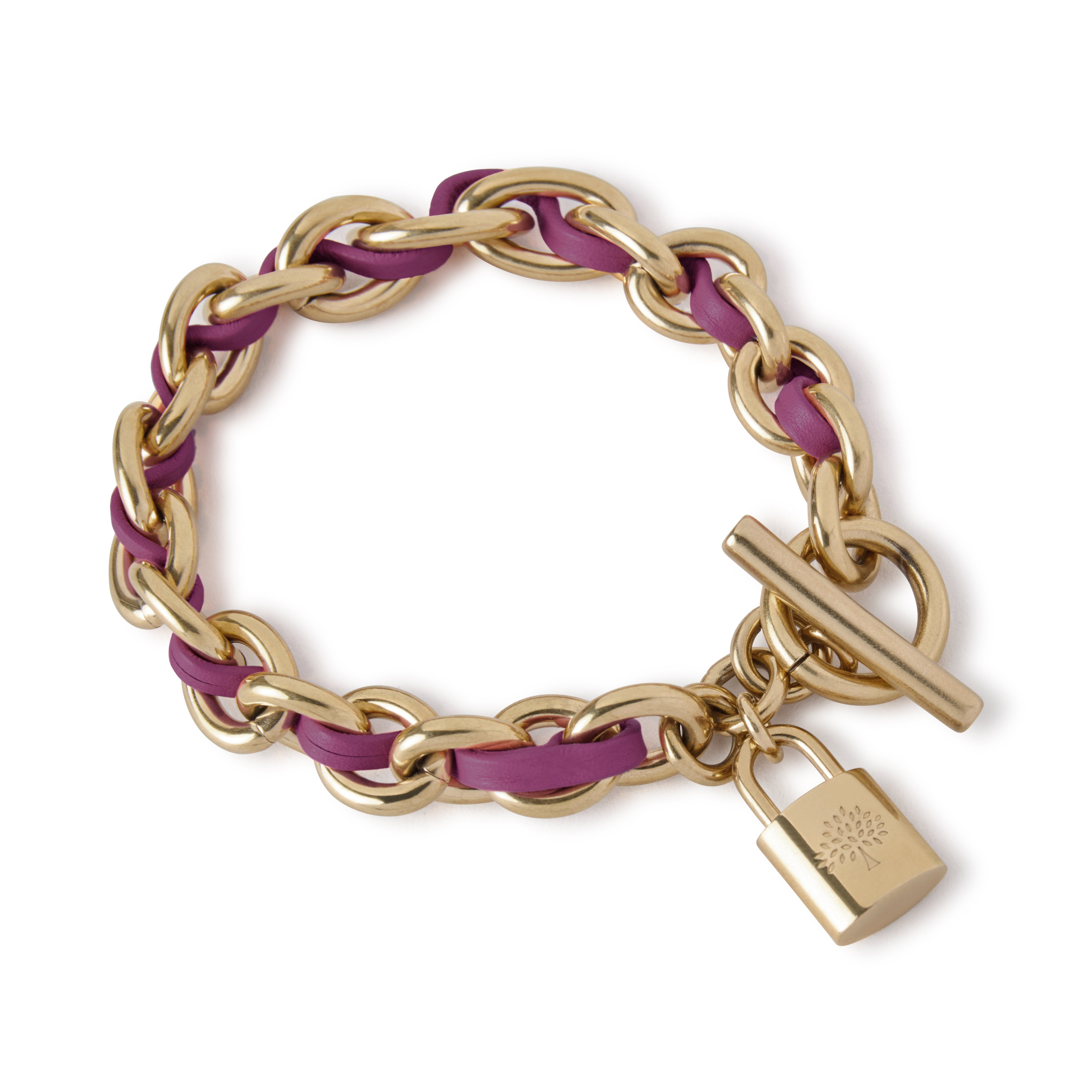 Mulberry Women's Lily Leather Chain Bracelet Medium Orchid Bloom