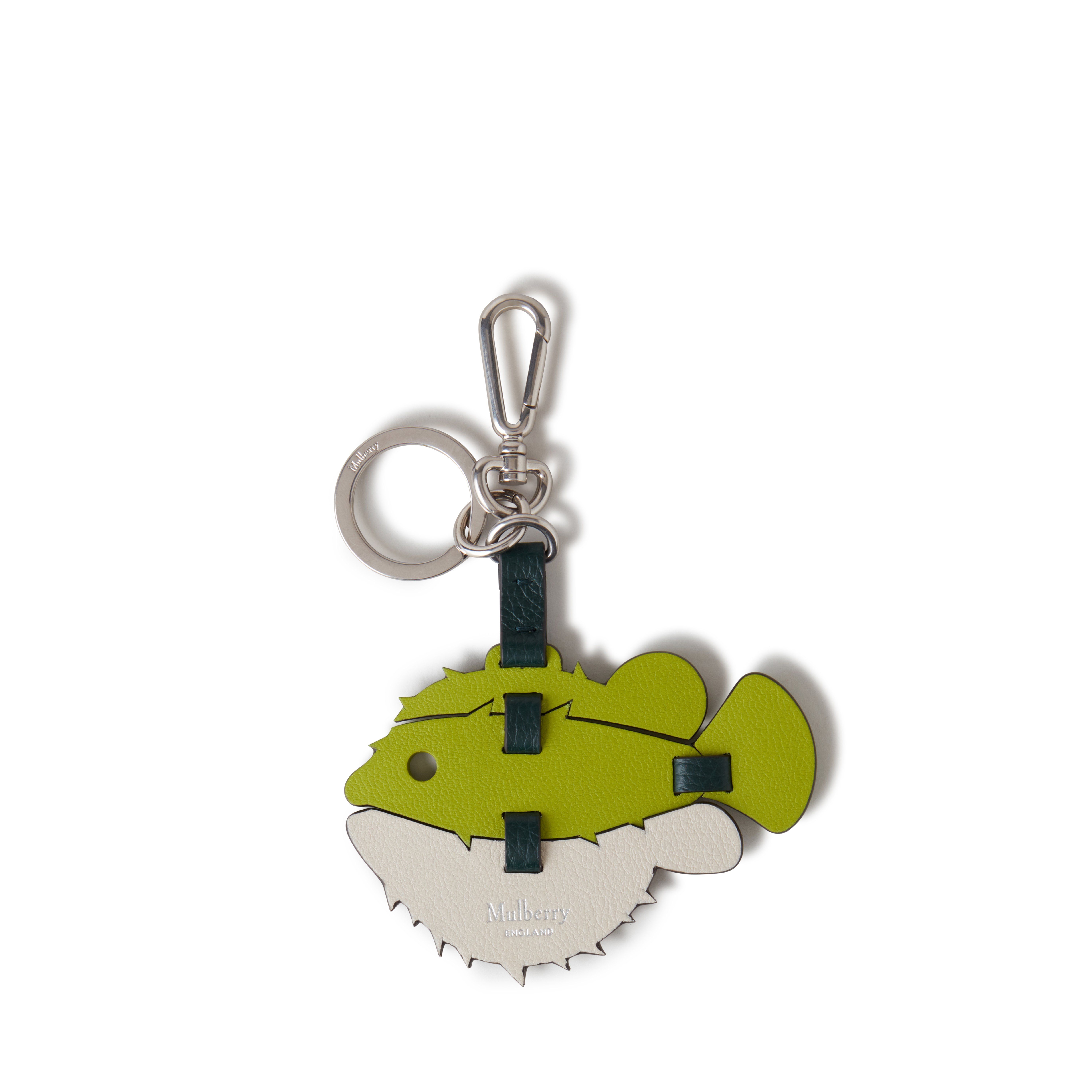 Mulberry Men's Puzzle Keyring - Puffer Fish Acd Grn-Mul Grn-Chlk