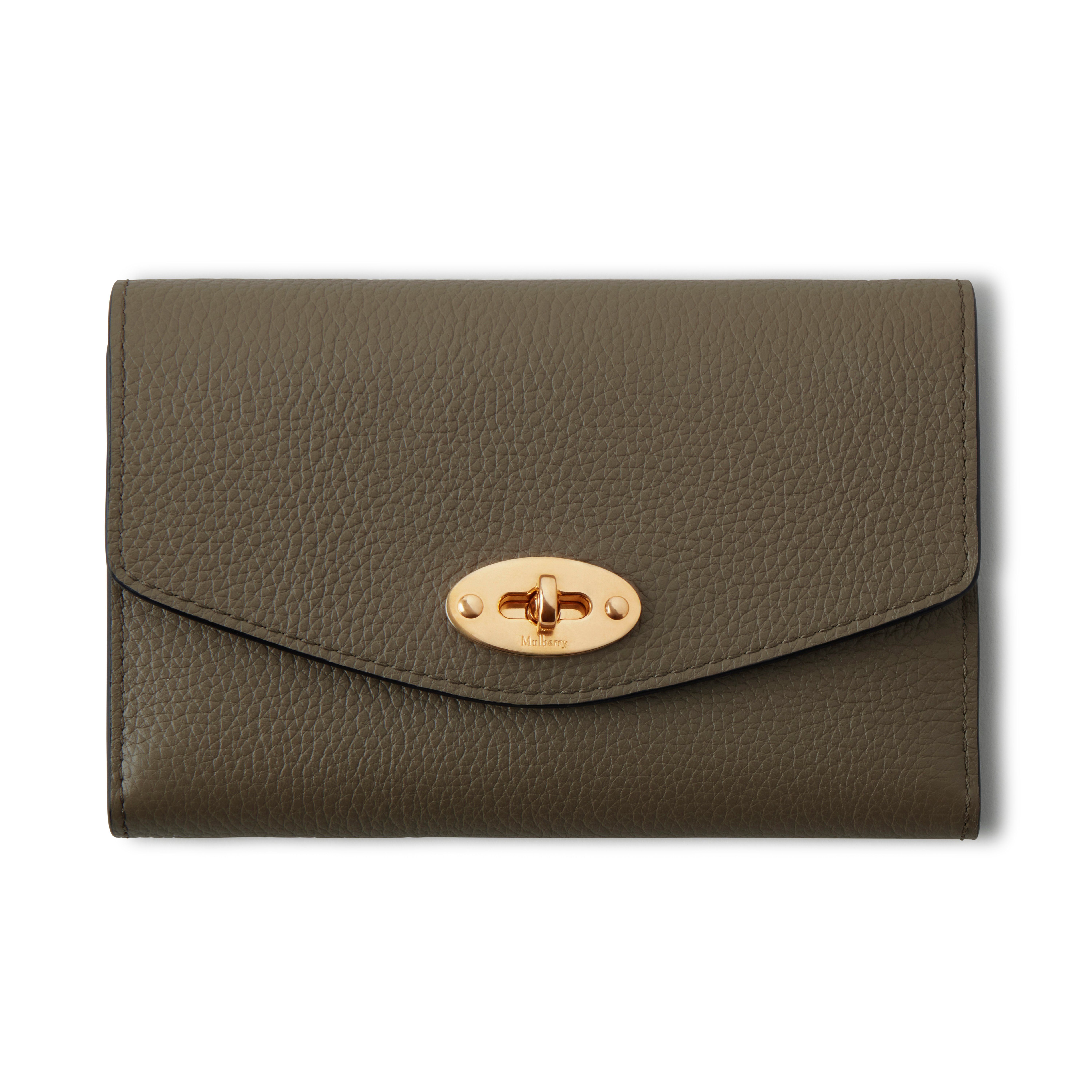 Shop Mulberry Medium Darley Wallet In Linen Green