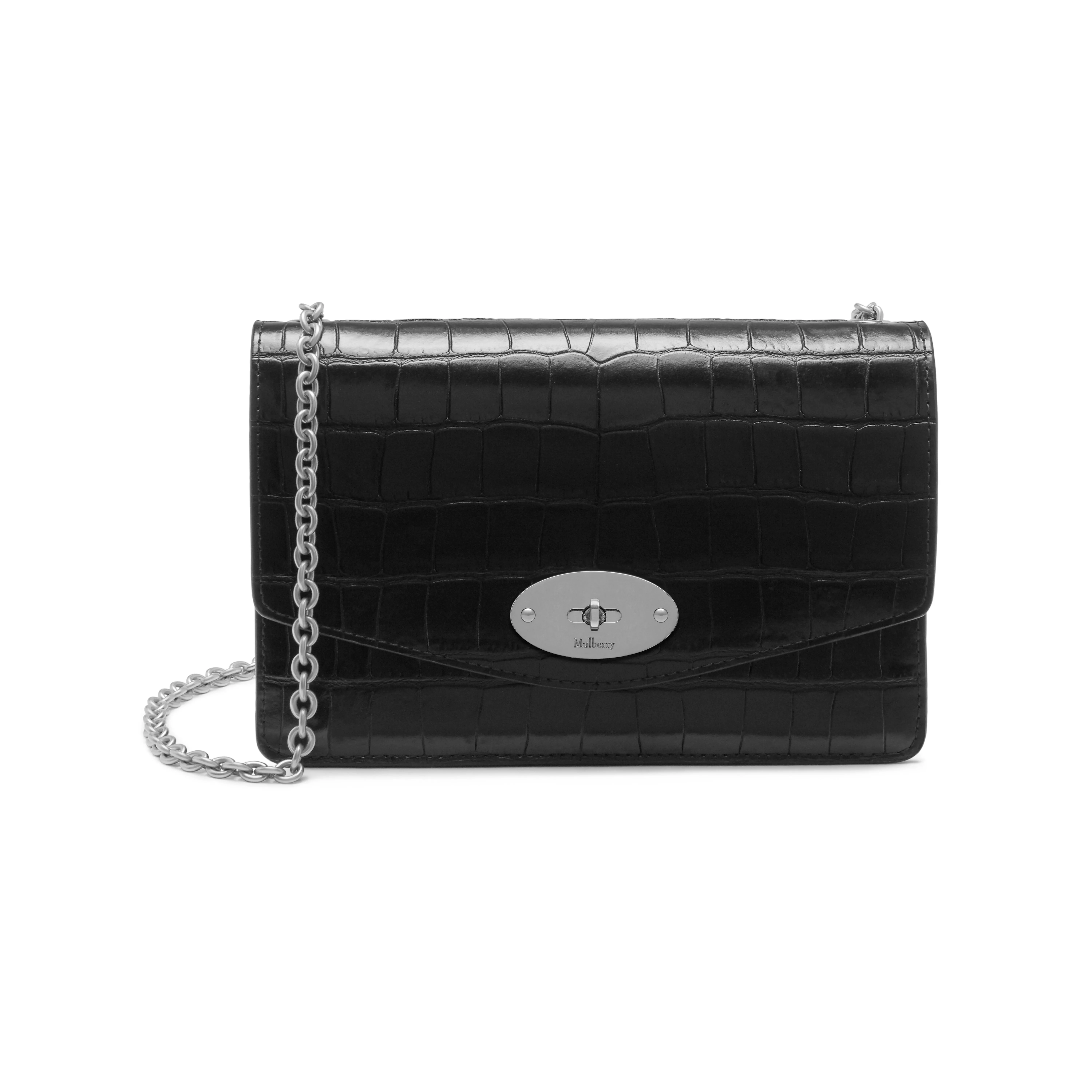 mulberry black croc purse