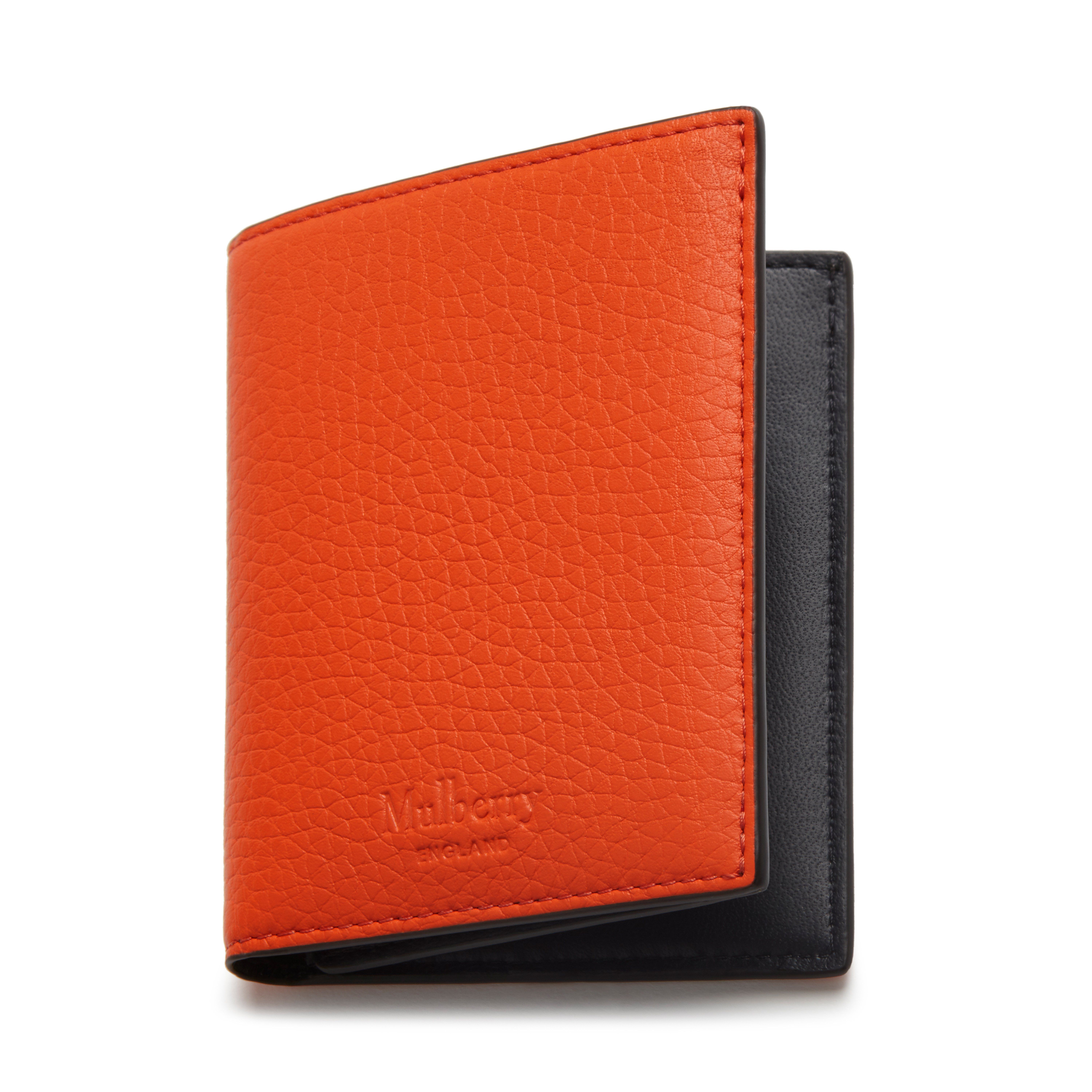 Trifold Wallet | Mandarin Orange Heavy Grain | Men | Mulberry