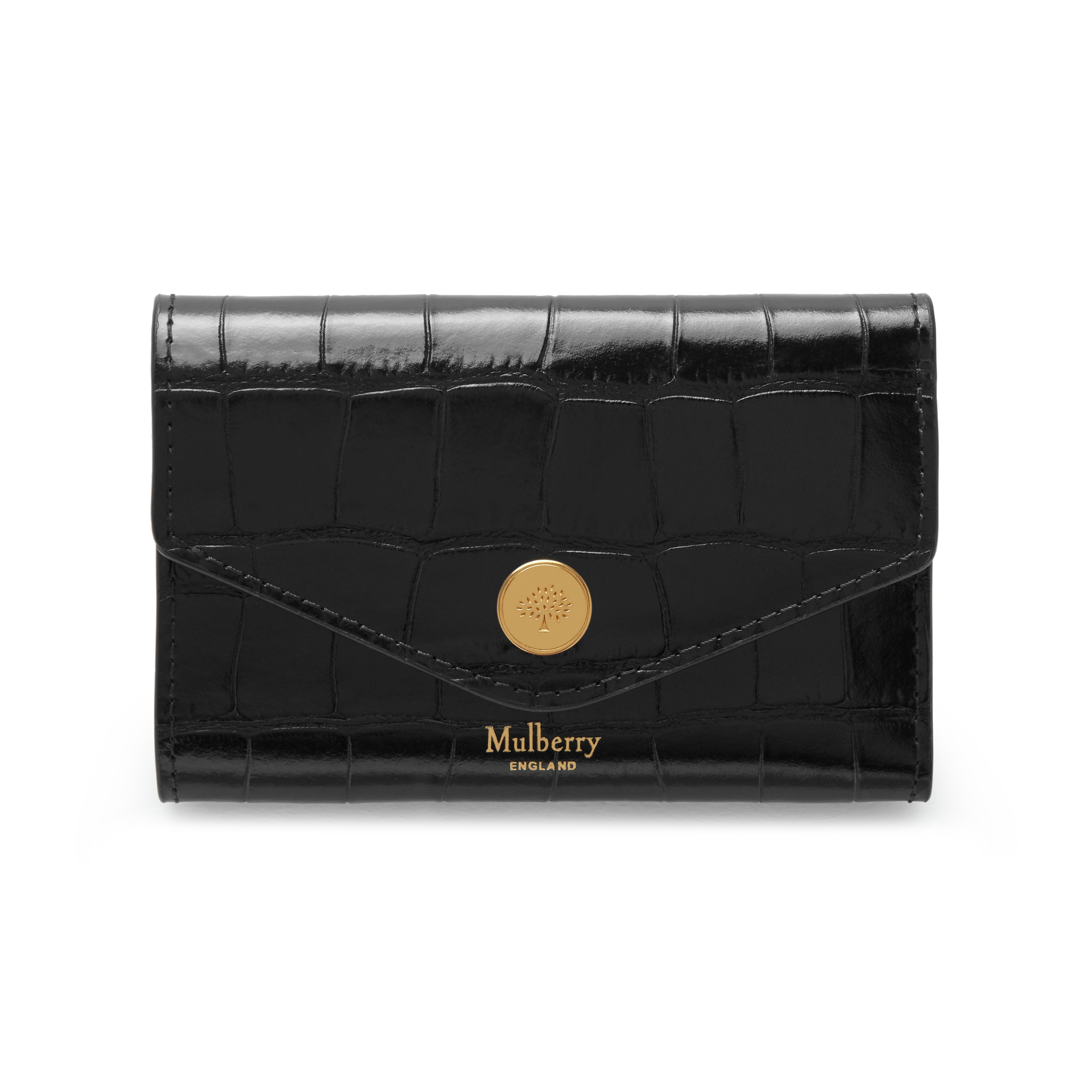 Folded Multi-Card Wallet | Black Croc Print | Women | Mulberry