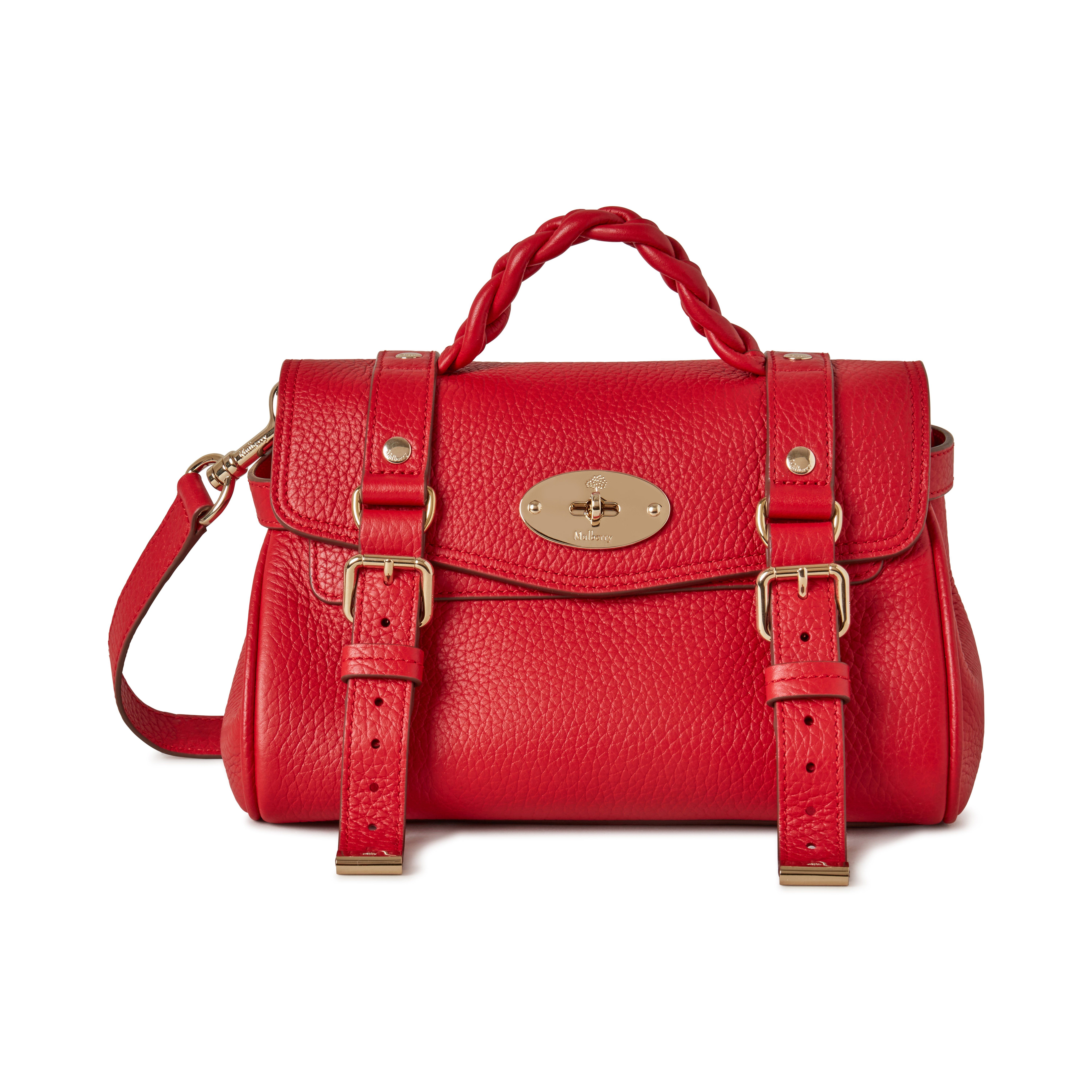 Mulberry Mini Alexa Leather Satchel In Scarlet Red
