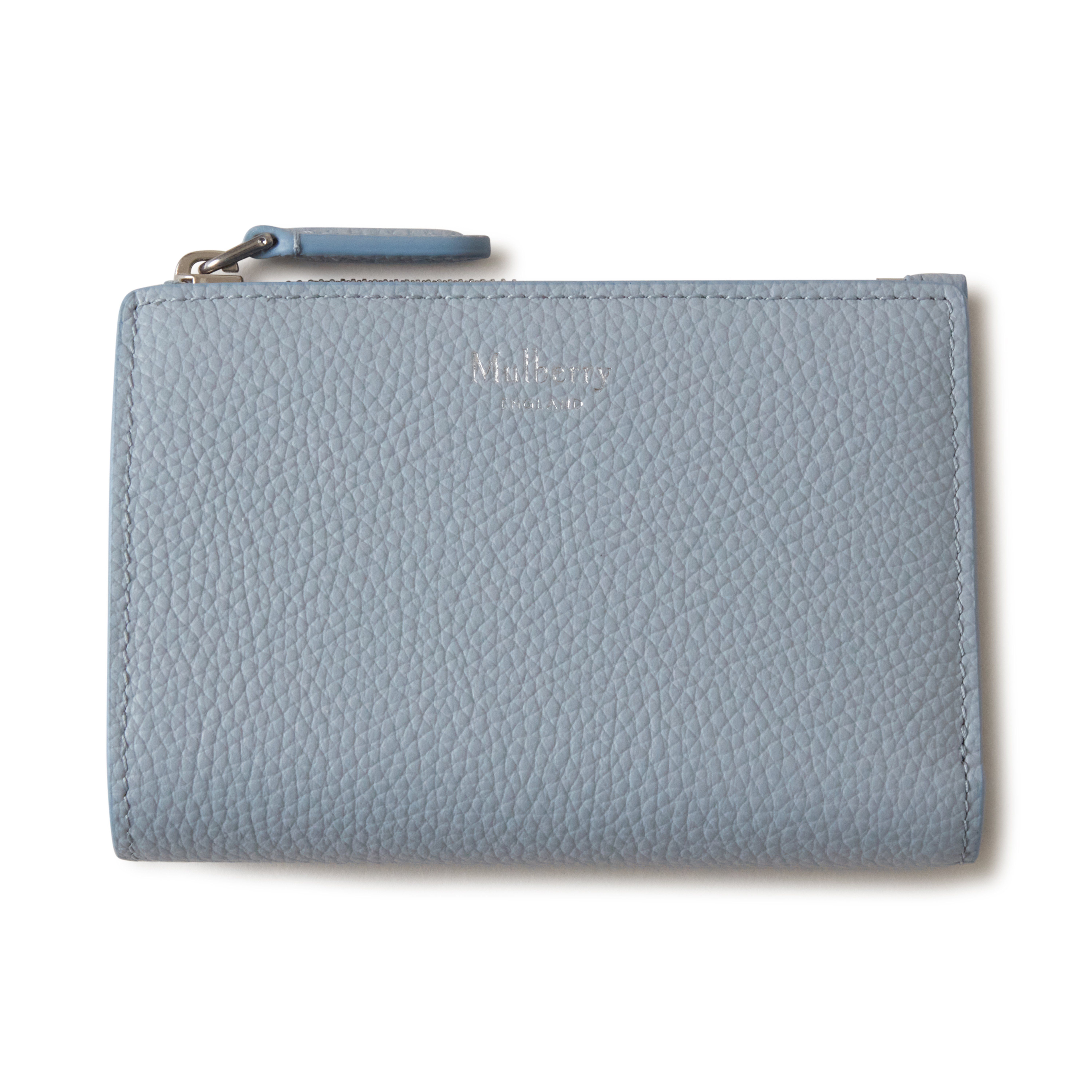 Mulberry Continental Bifold Zipped Wallet In Poplin Blue