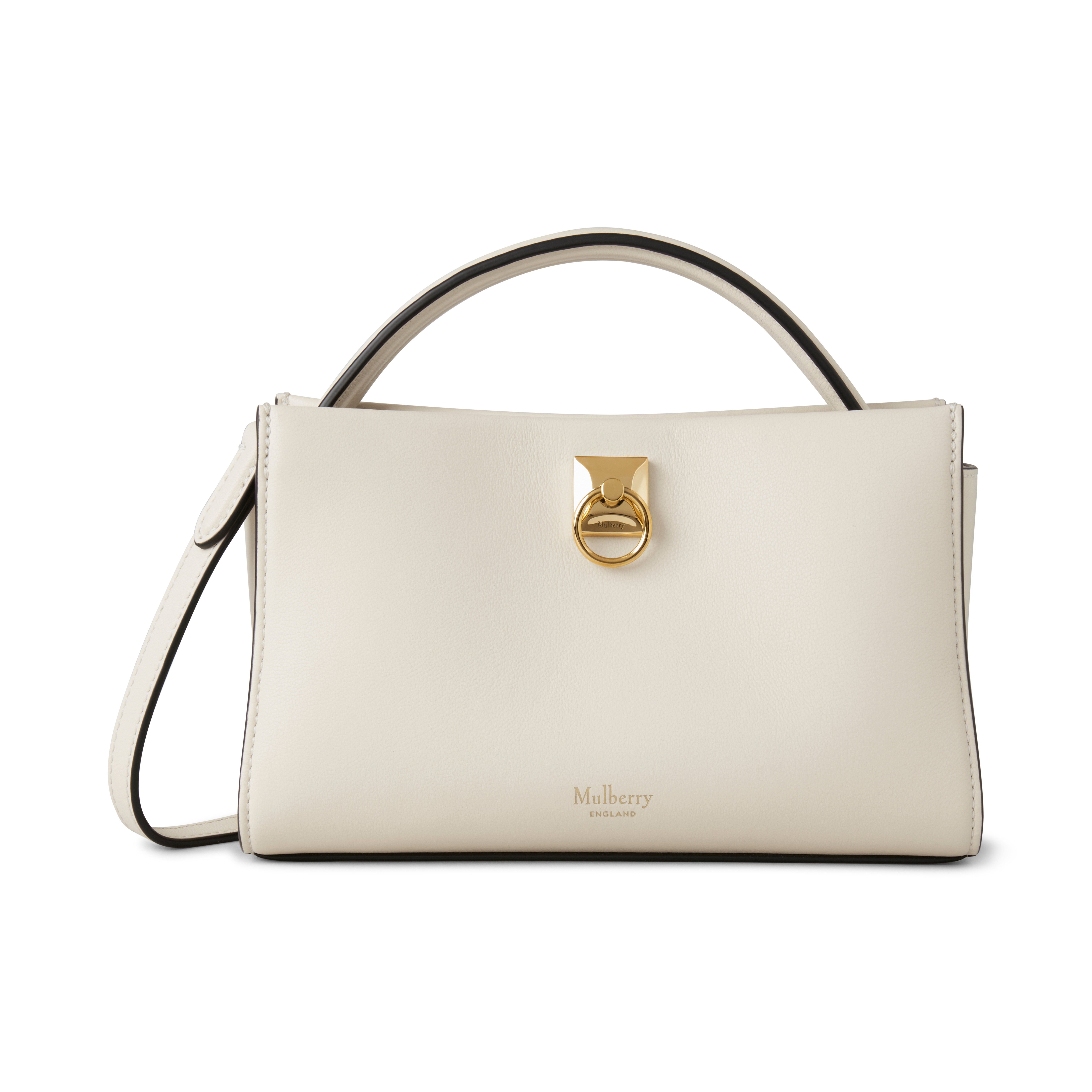 Mulberry Mini Iris Leather Tote Bag In Eggshell