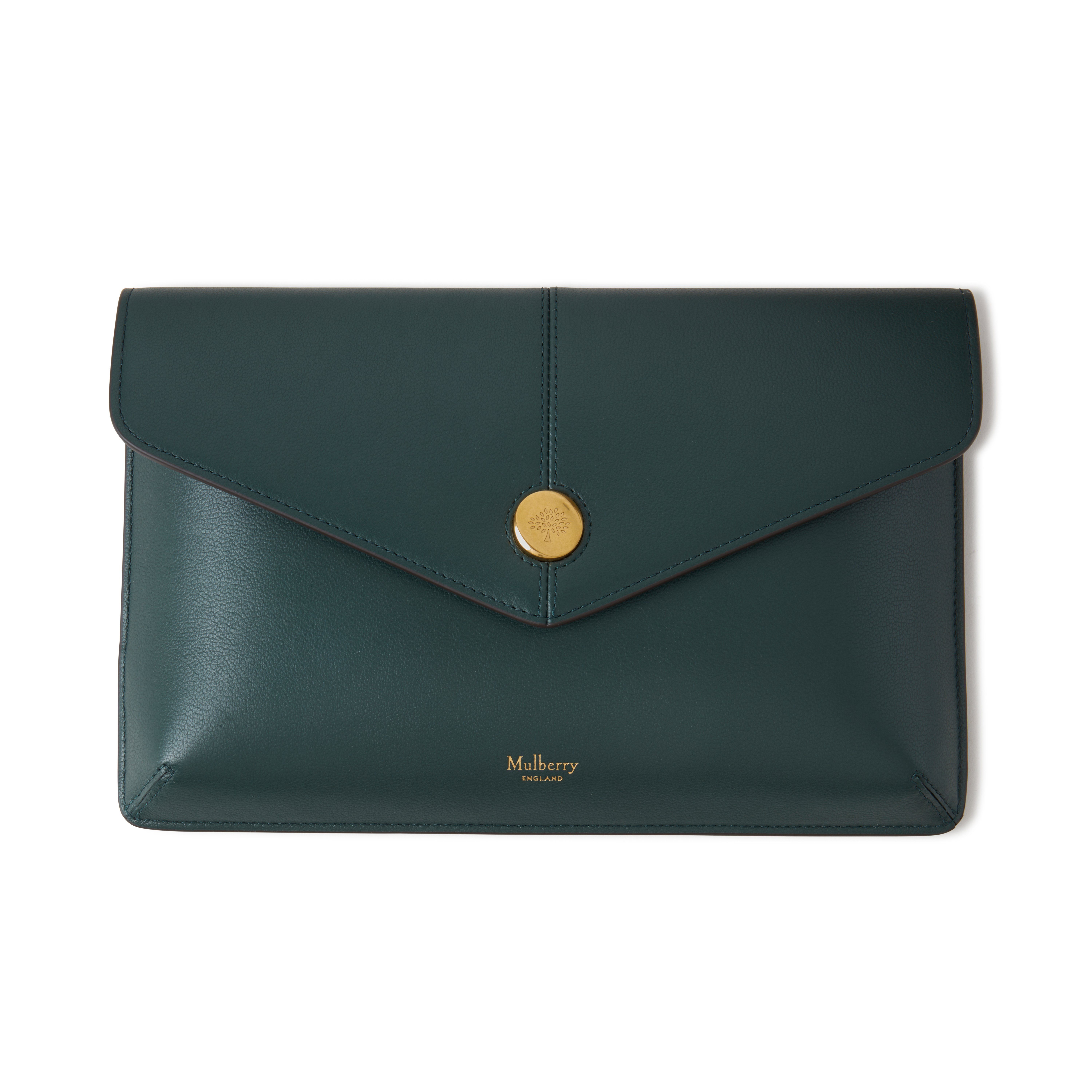 Shop Mulberry Press Stud Envelope Pouch In  Green