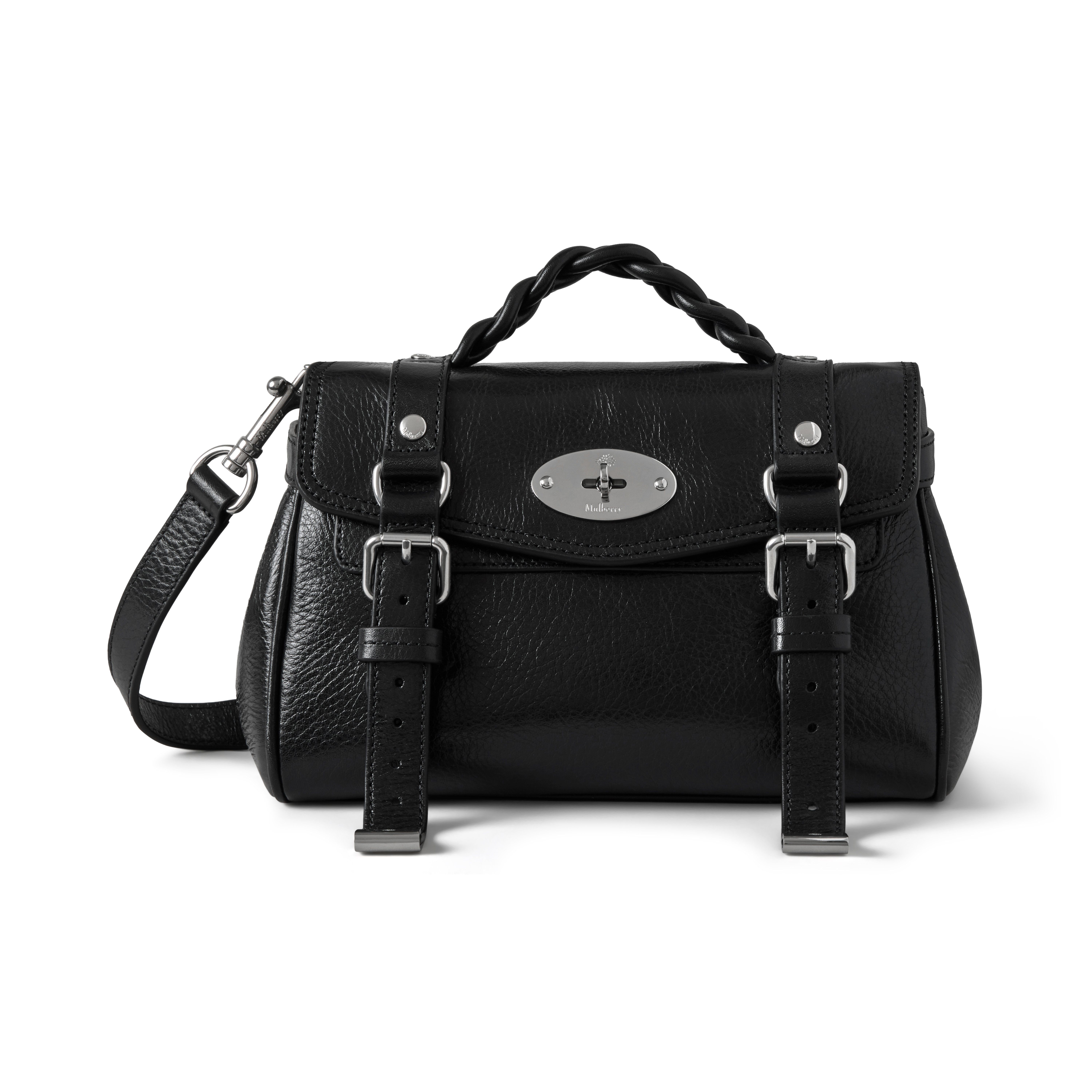 Mulberry Mini Alexa Leather Top Handle Bag In Black