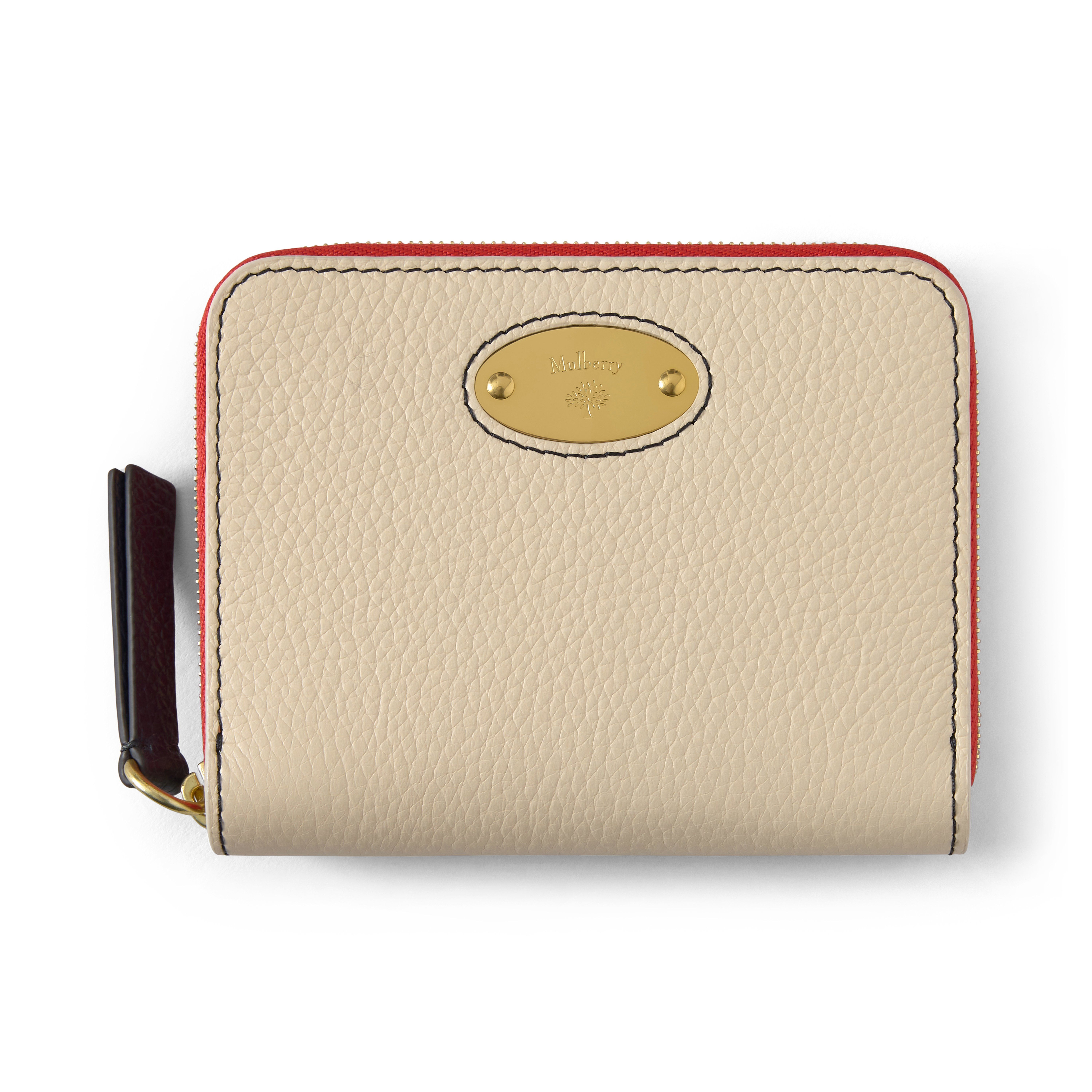 Mulberry Women's Plaque Small Zip Around Purse Clotted Cream-Coral