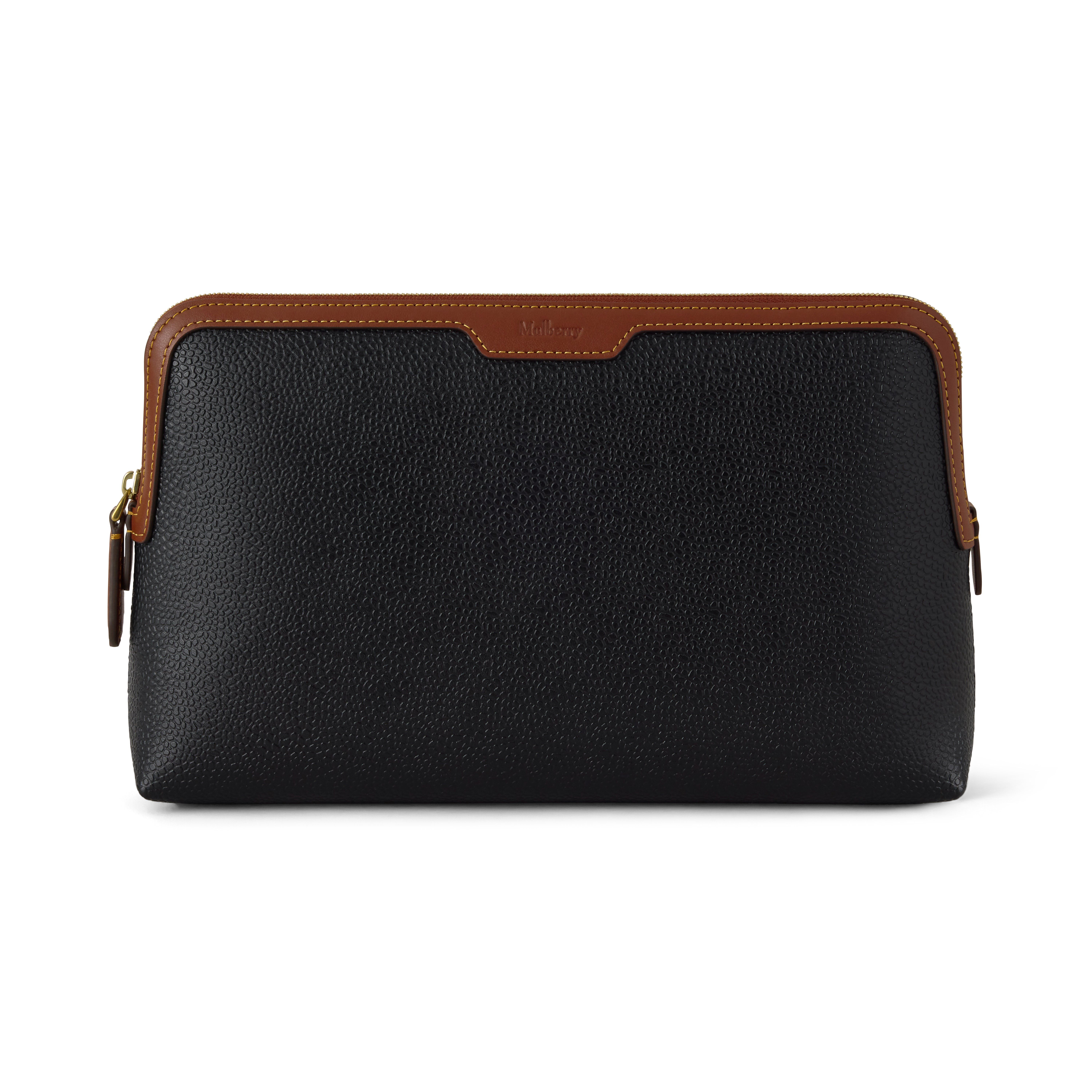 Mulberry Medium Cosmetic Pouch Black-Cognac