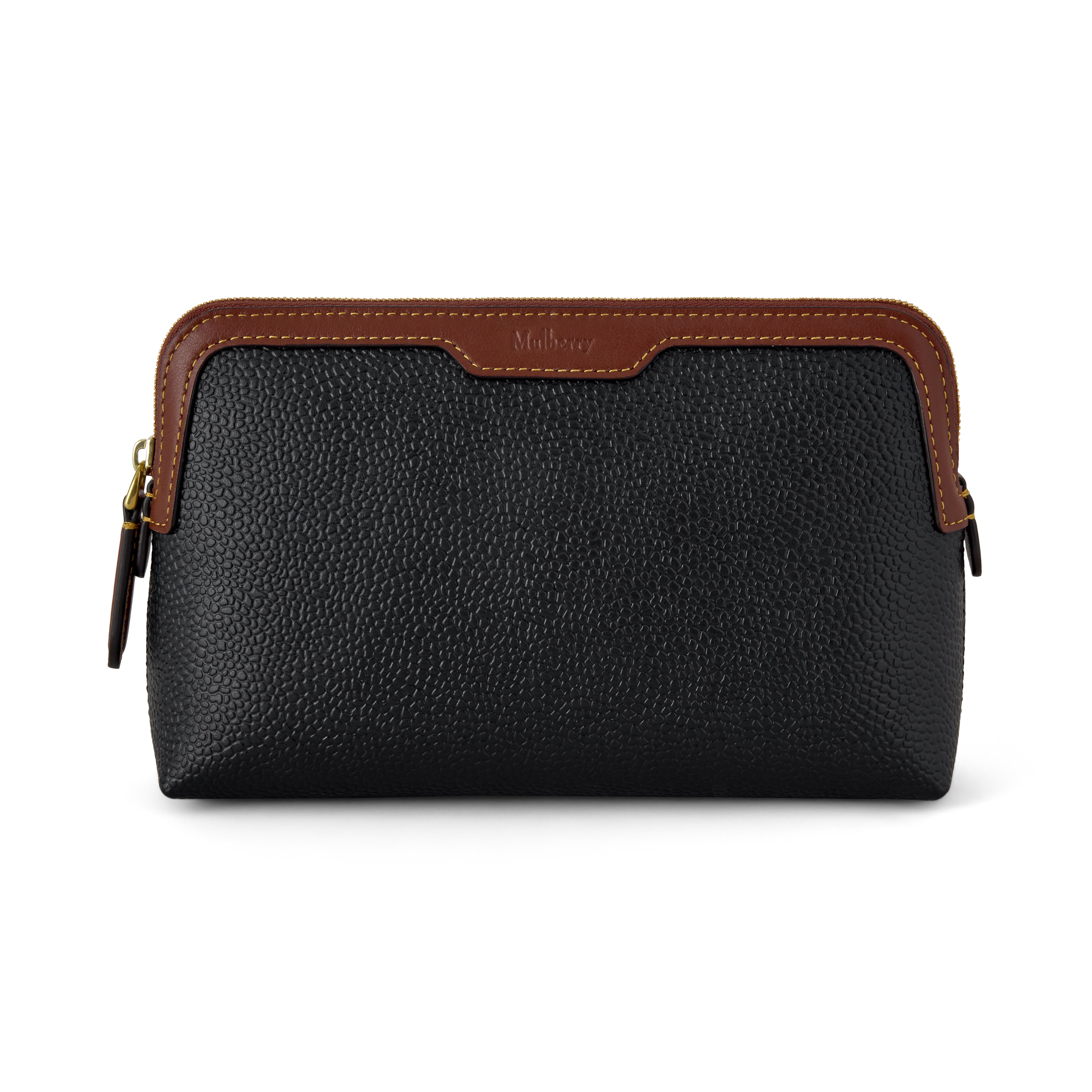 Mulberry Small Cosmetic Pouch Black-Cognac