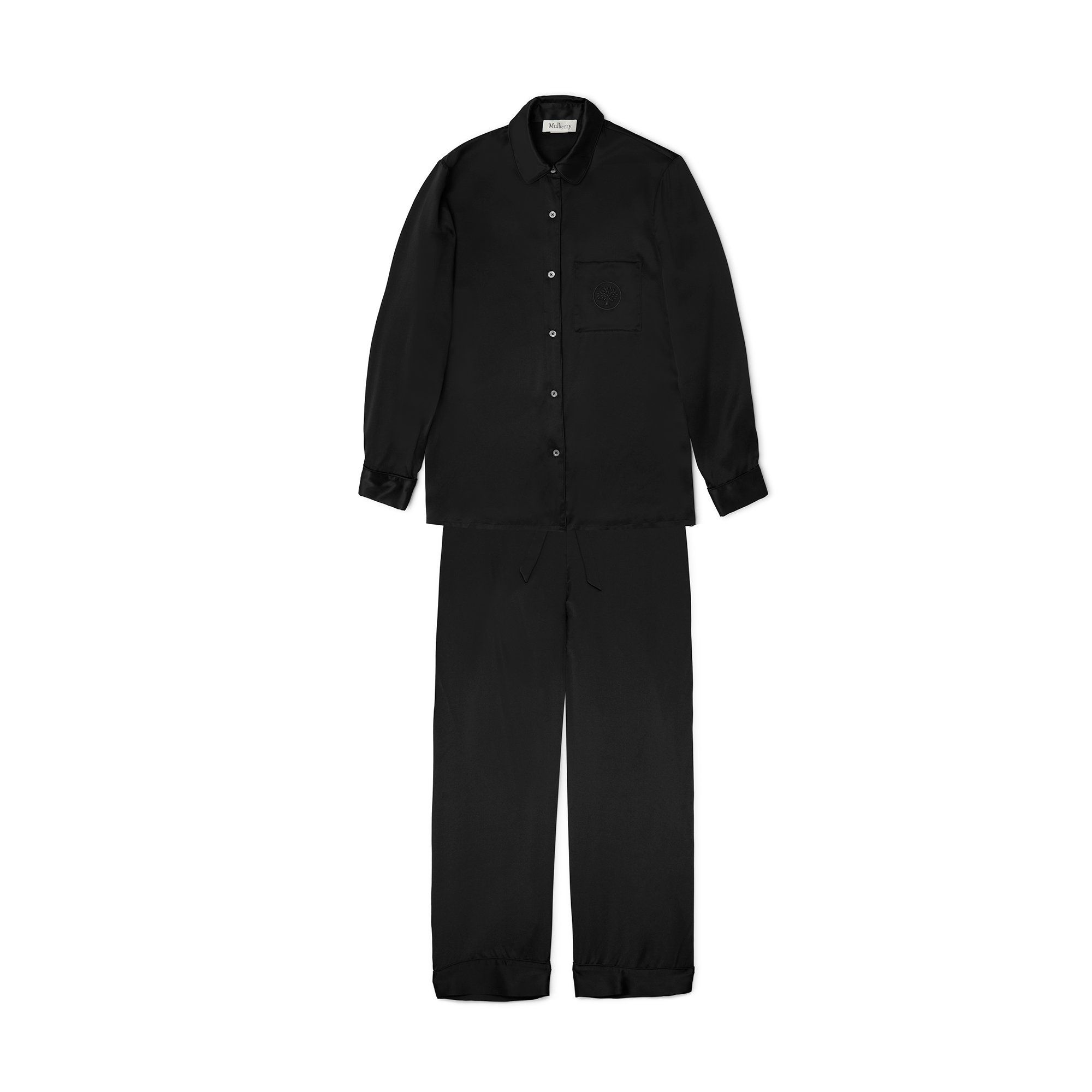 Mulberry Silk Pyjama Set In Black