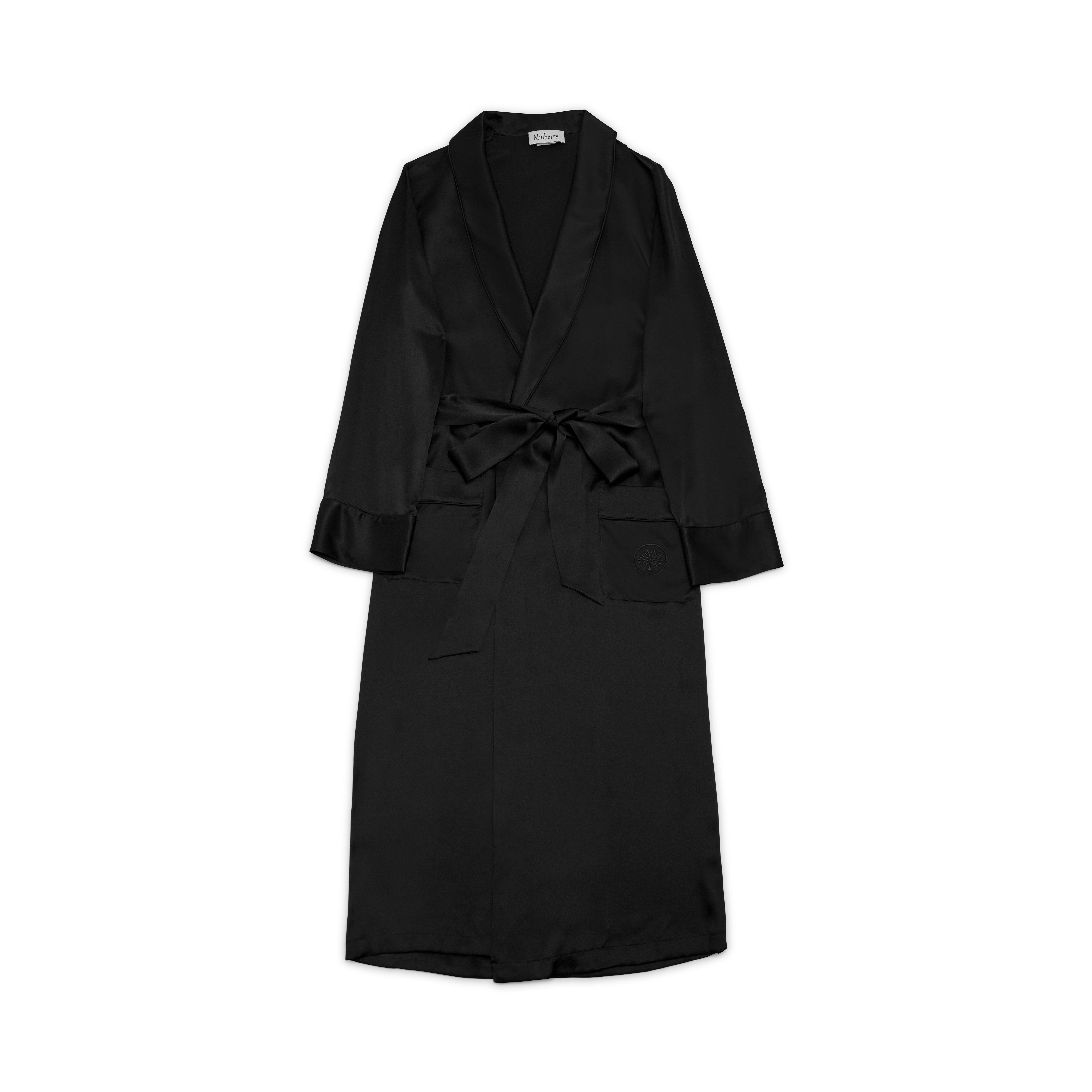 Mulberry Silk Dressing Gown In Black
