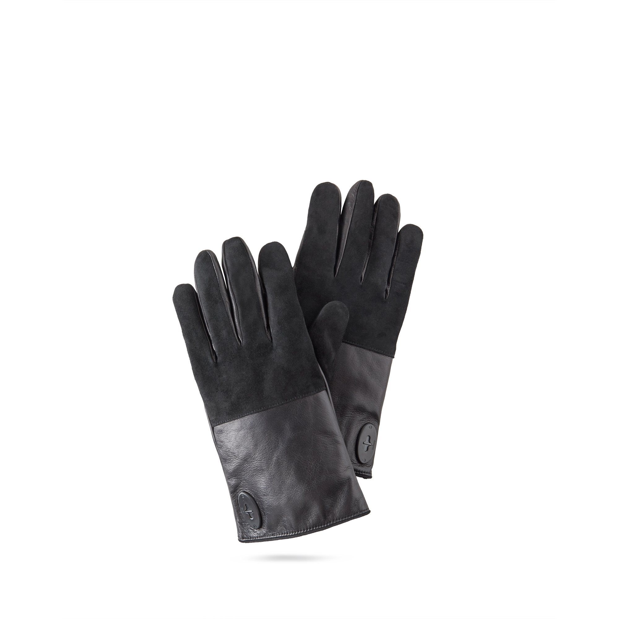 Mulberry Mens Touchscreen Leather Gloves In Black-black