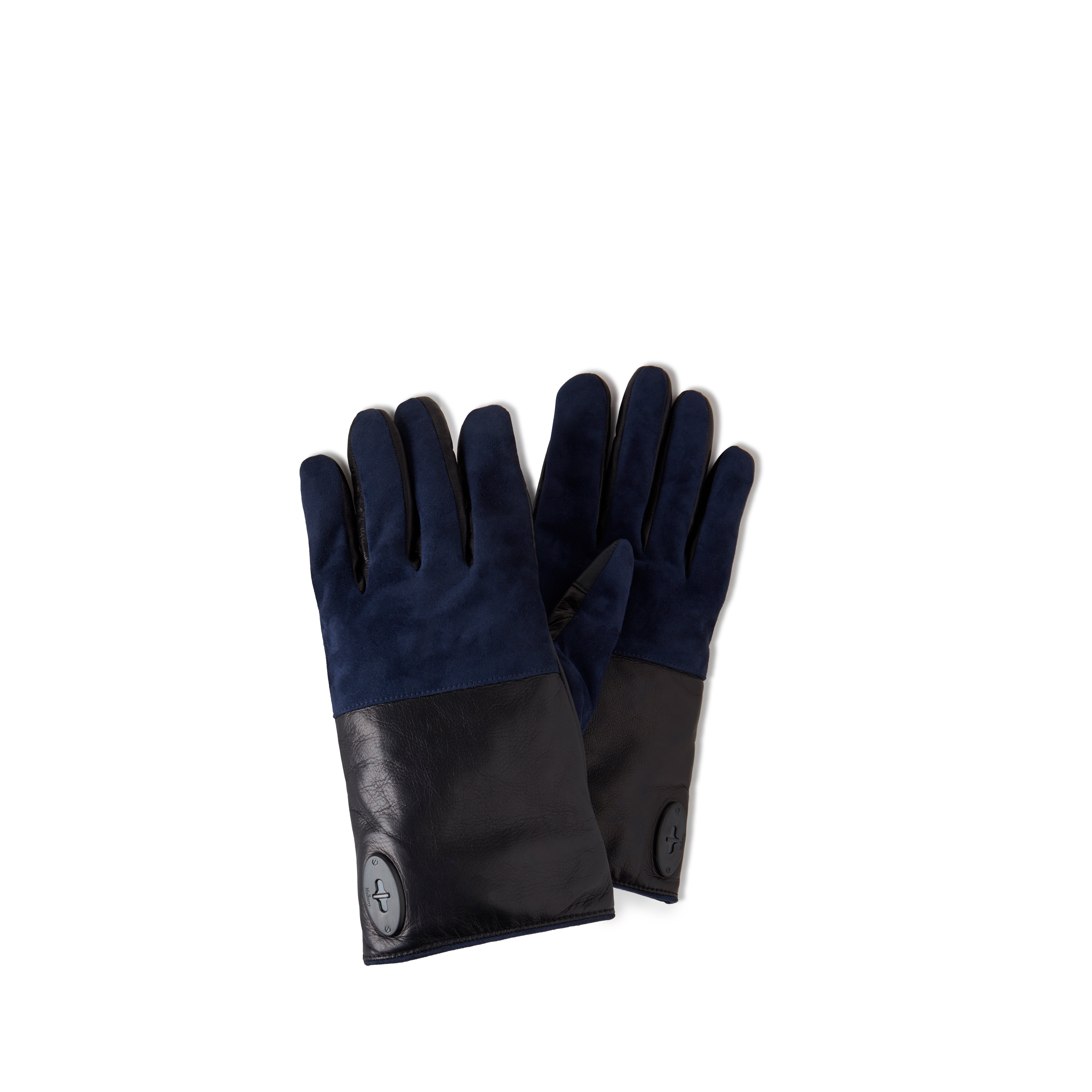 Mulberry Mens Touchscreen Leather Gloves In Black-midnight