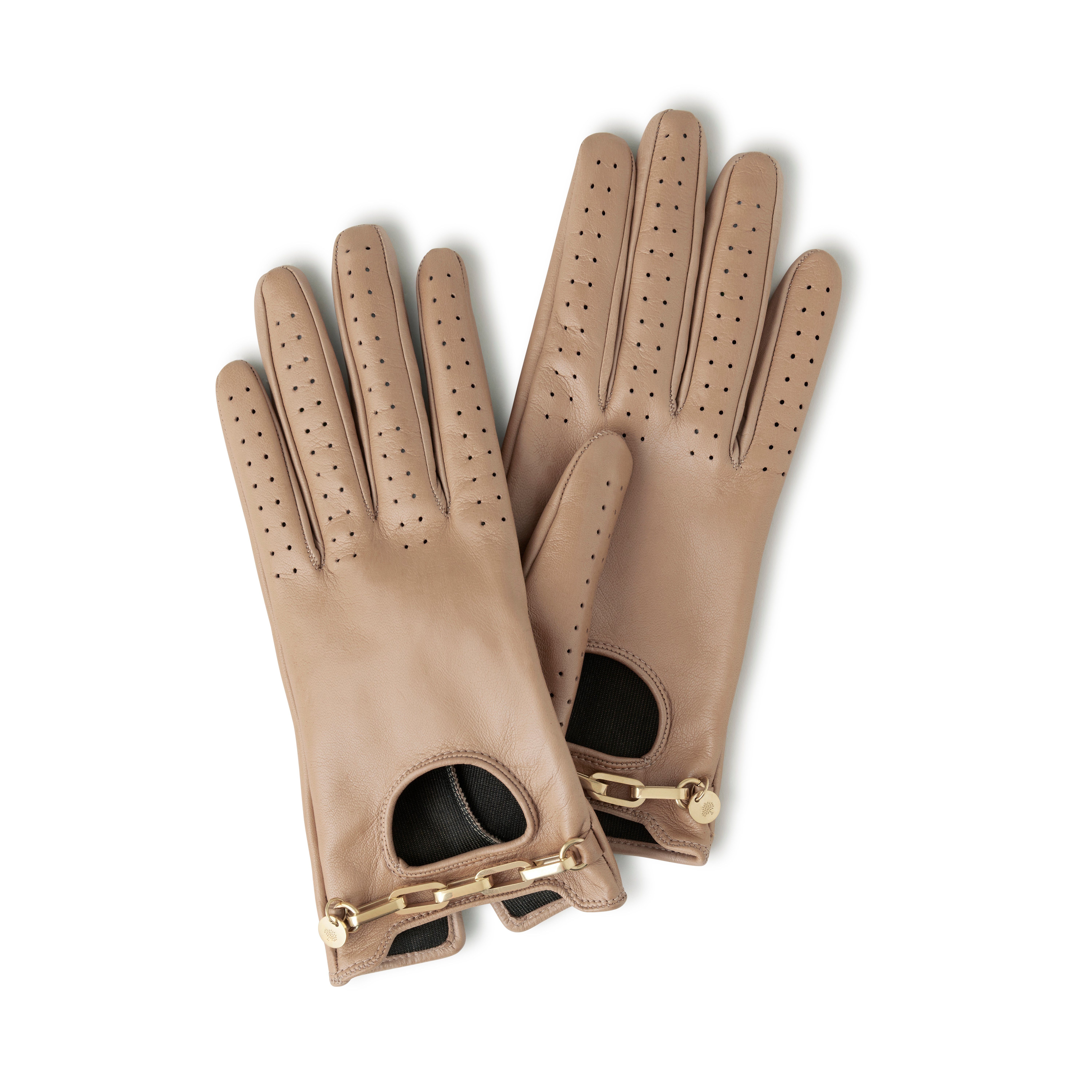 Mulberry Chain Driving Gloves In Maple