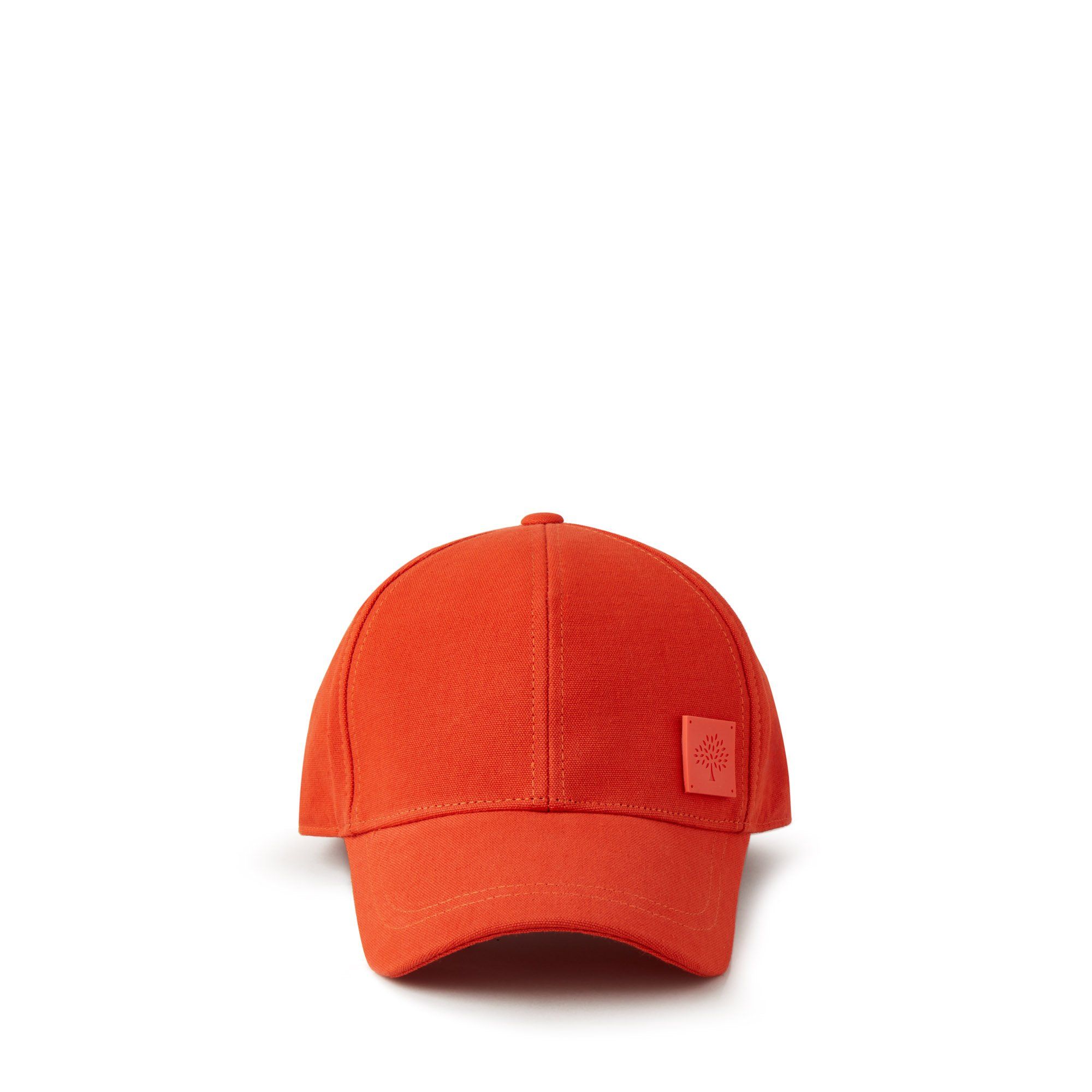 Mulberry Solid Baseball Cap In Coral Orange