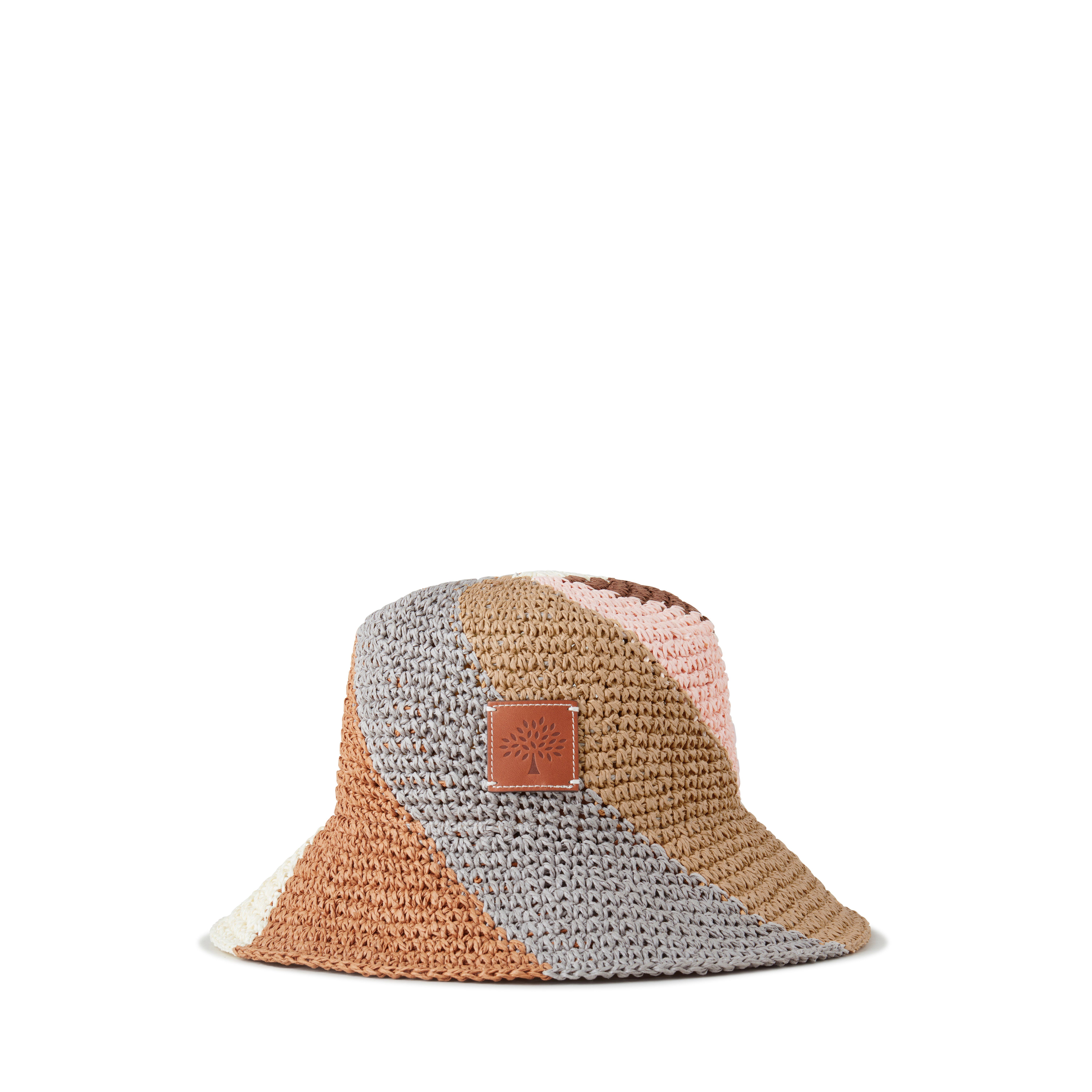 Mulberry Stripe Summer Bucket Hat In Maple-pale Grey