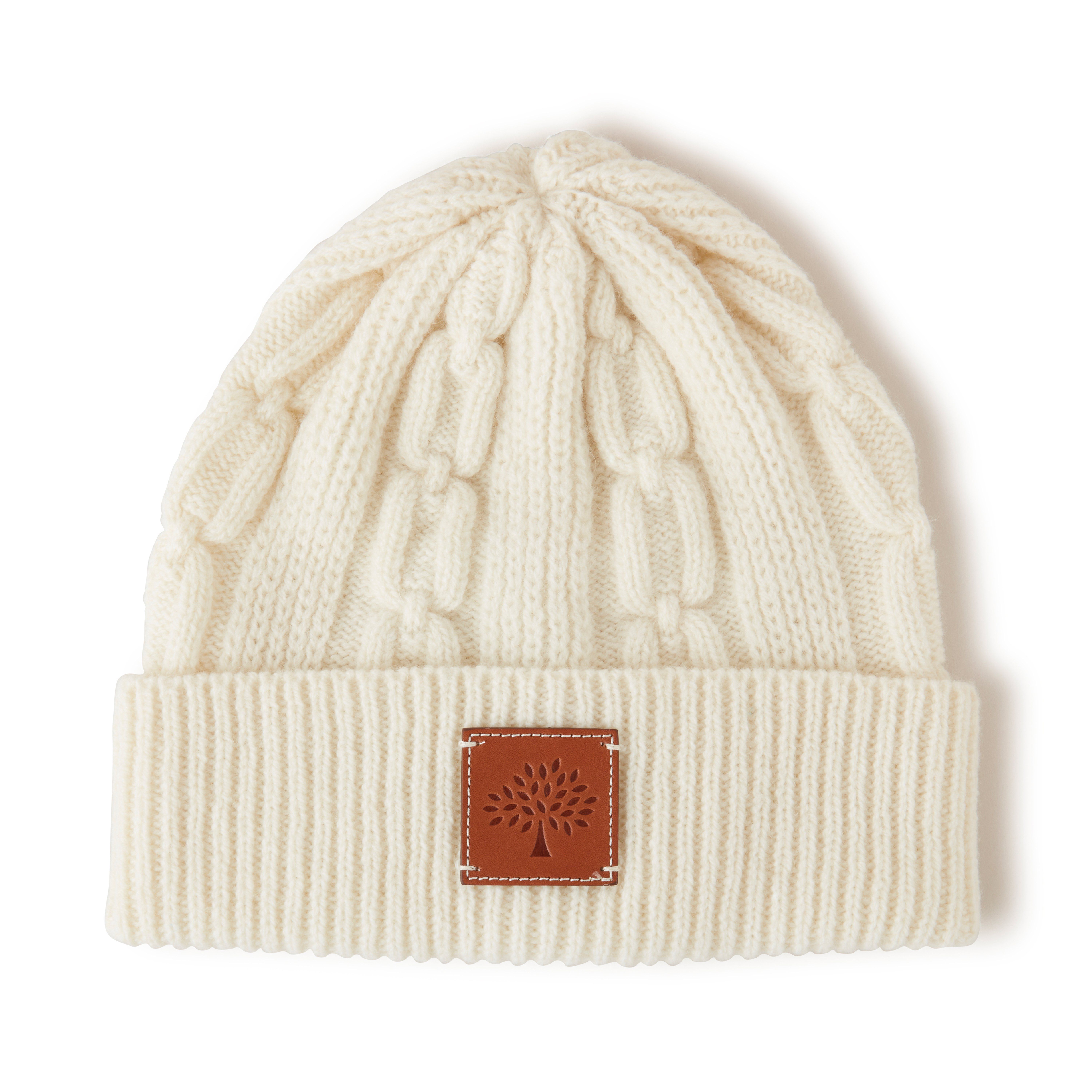 Mulberry Softie Chain Cable Beanie In Ecru