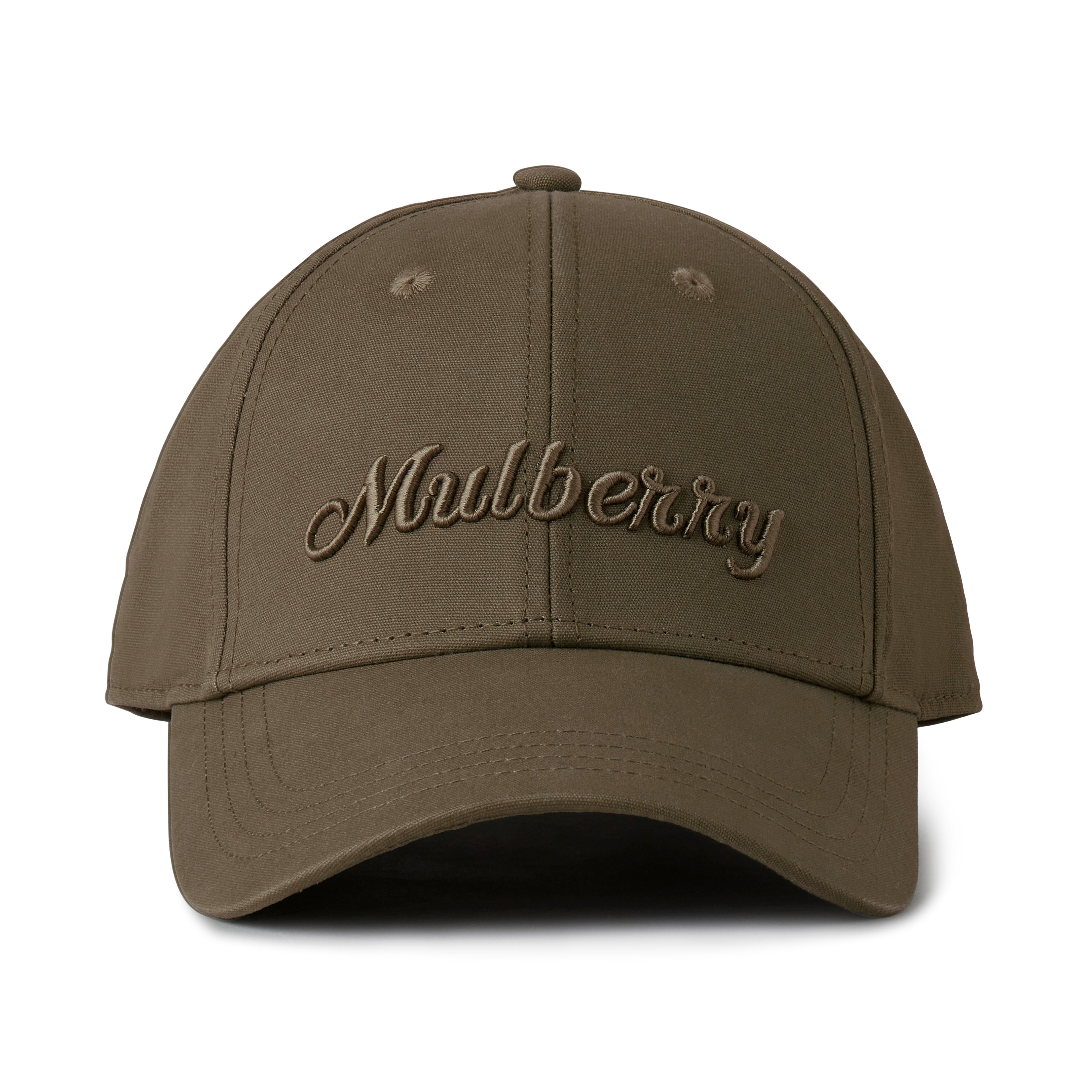 Mulberry Logo Embroidered Baseball Cap In Linen Green