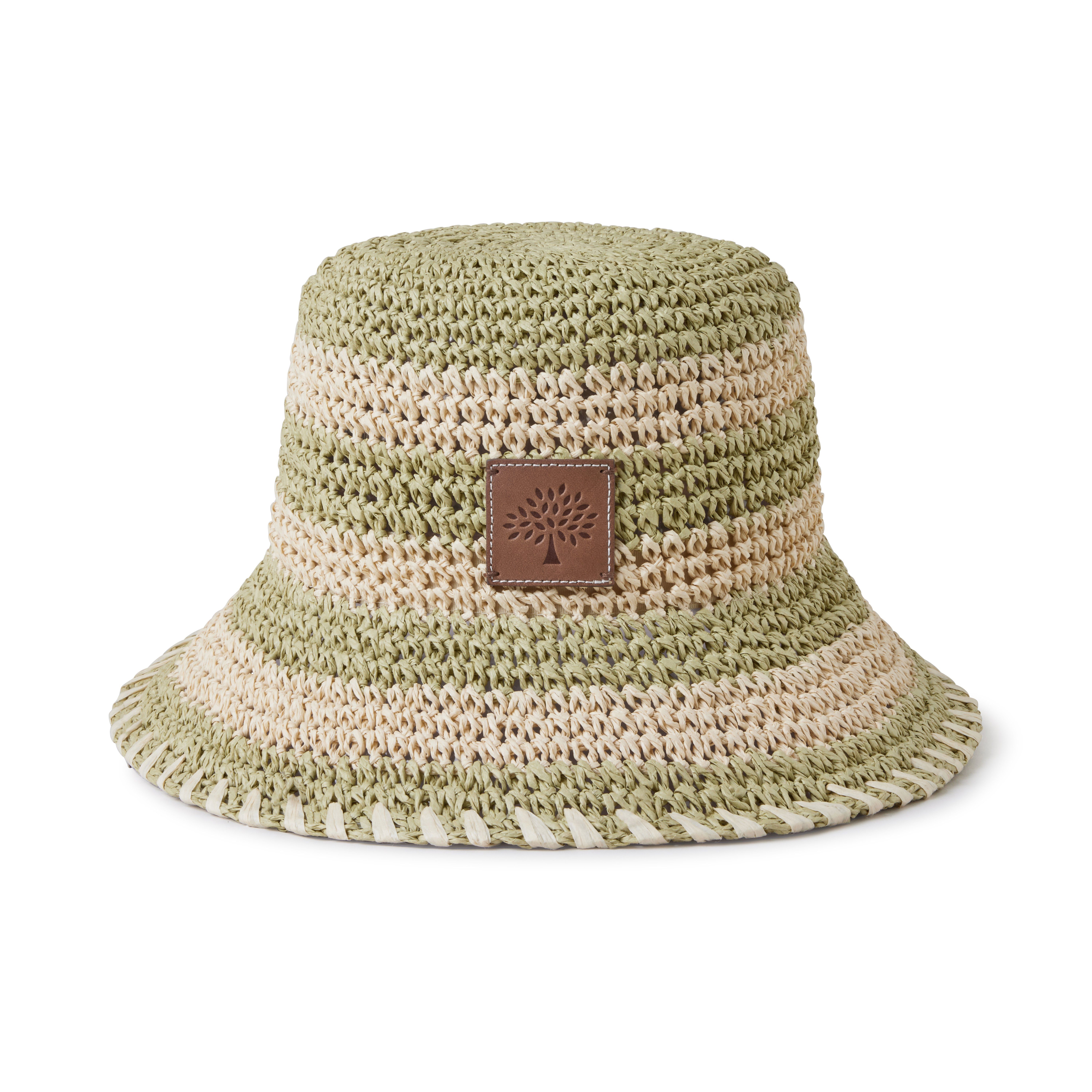 Mulberry Horizontal Striped Bucket Hat Linen Green