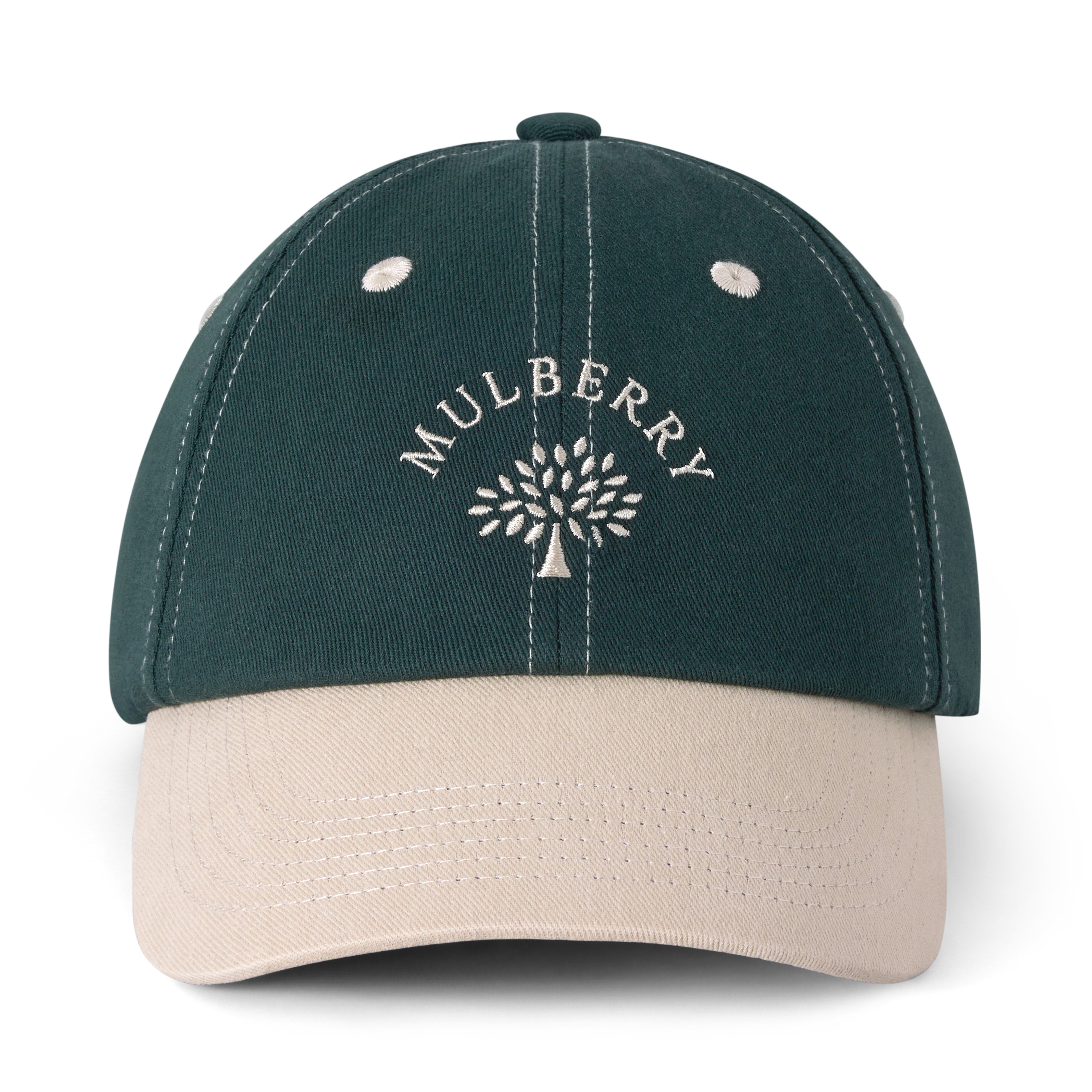 Mulberry Tree Baseball Cap - Colour Block Green-Ecru