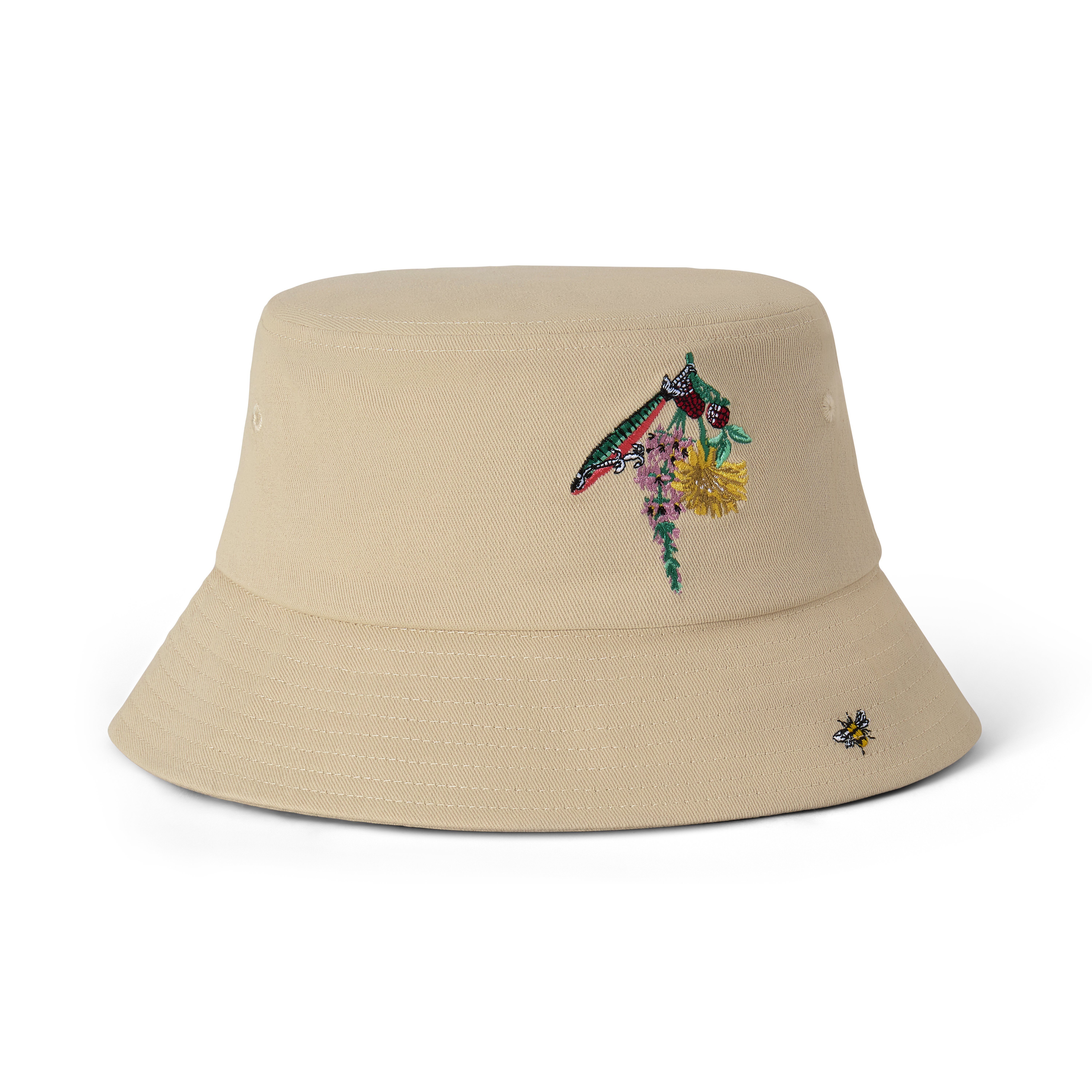 Mulberry Embroidered Bucket Hat Ecru