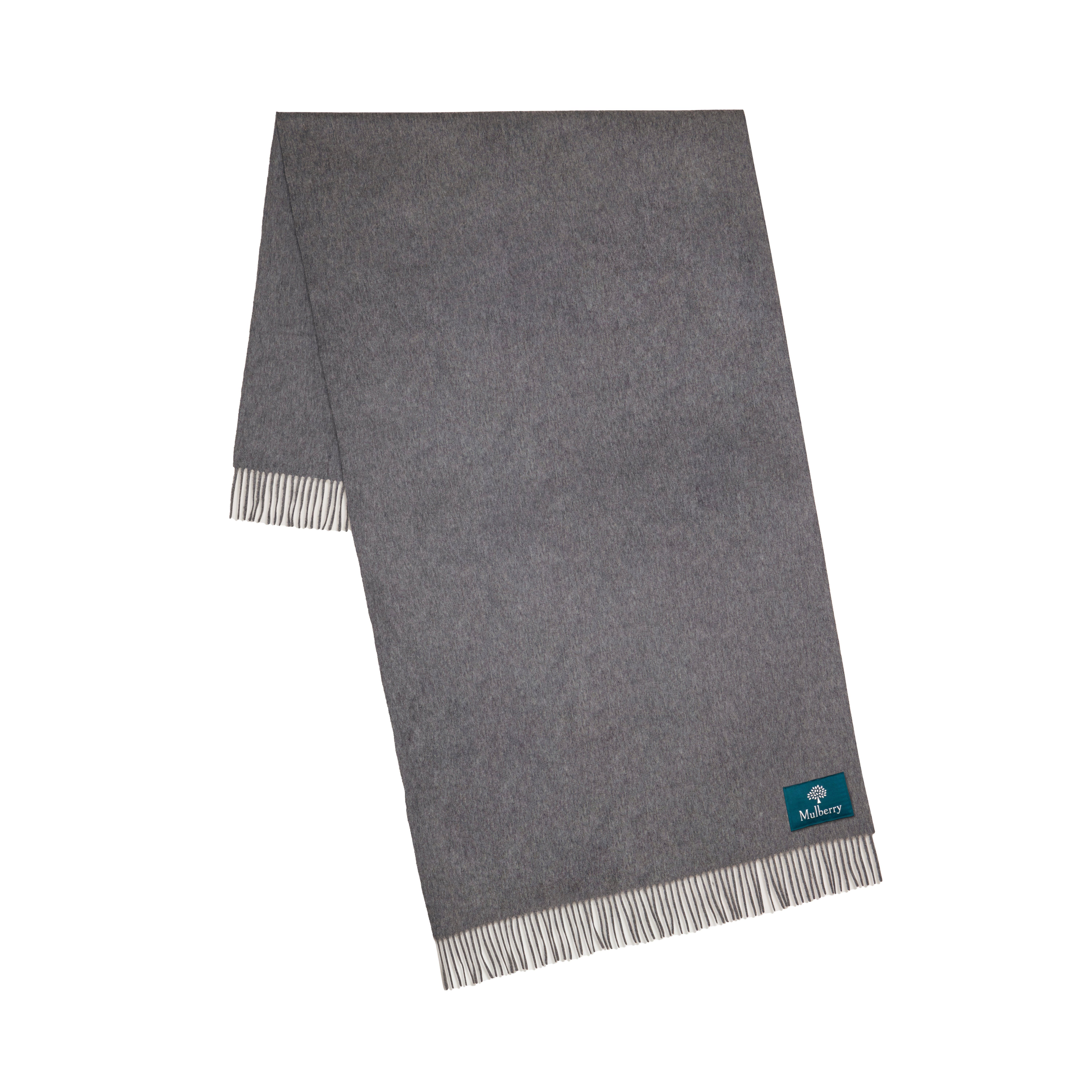 Mulberry Solid Merino Wool Scarf In Gray