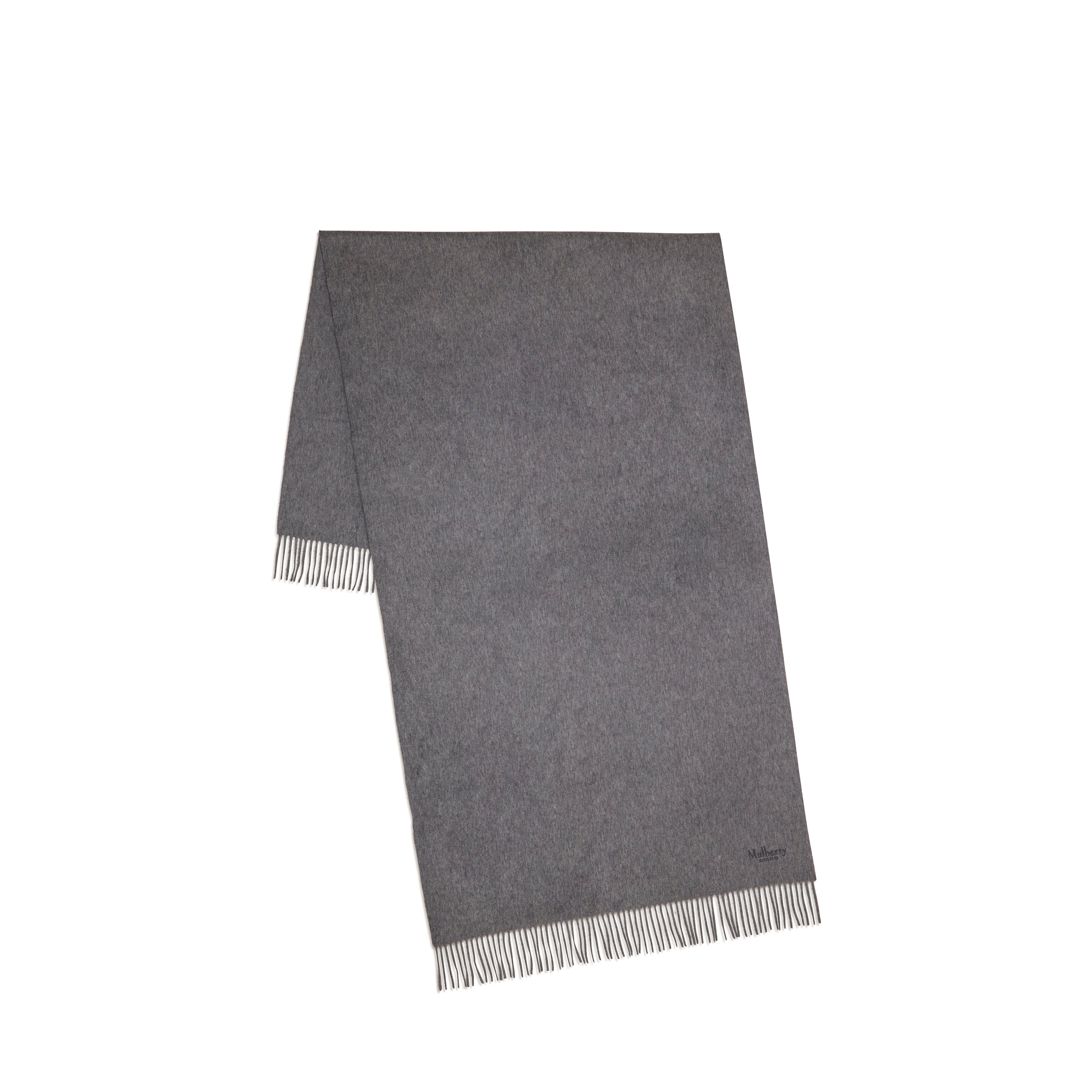 Mulberry Solid Merino Wool Scarf In Gray