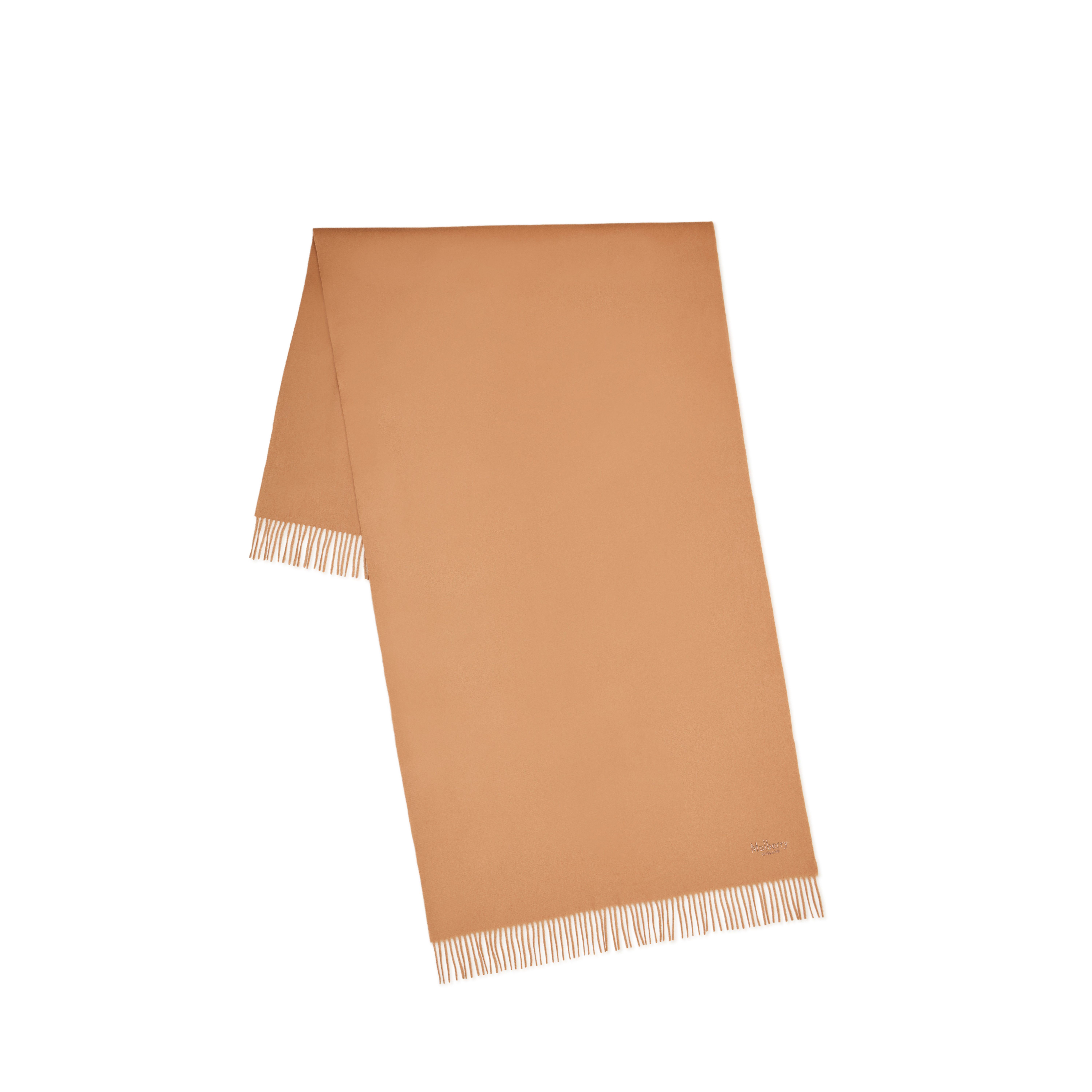 Mulberry Solid Merino Wool Scarf In Camel