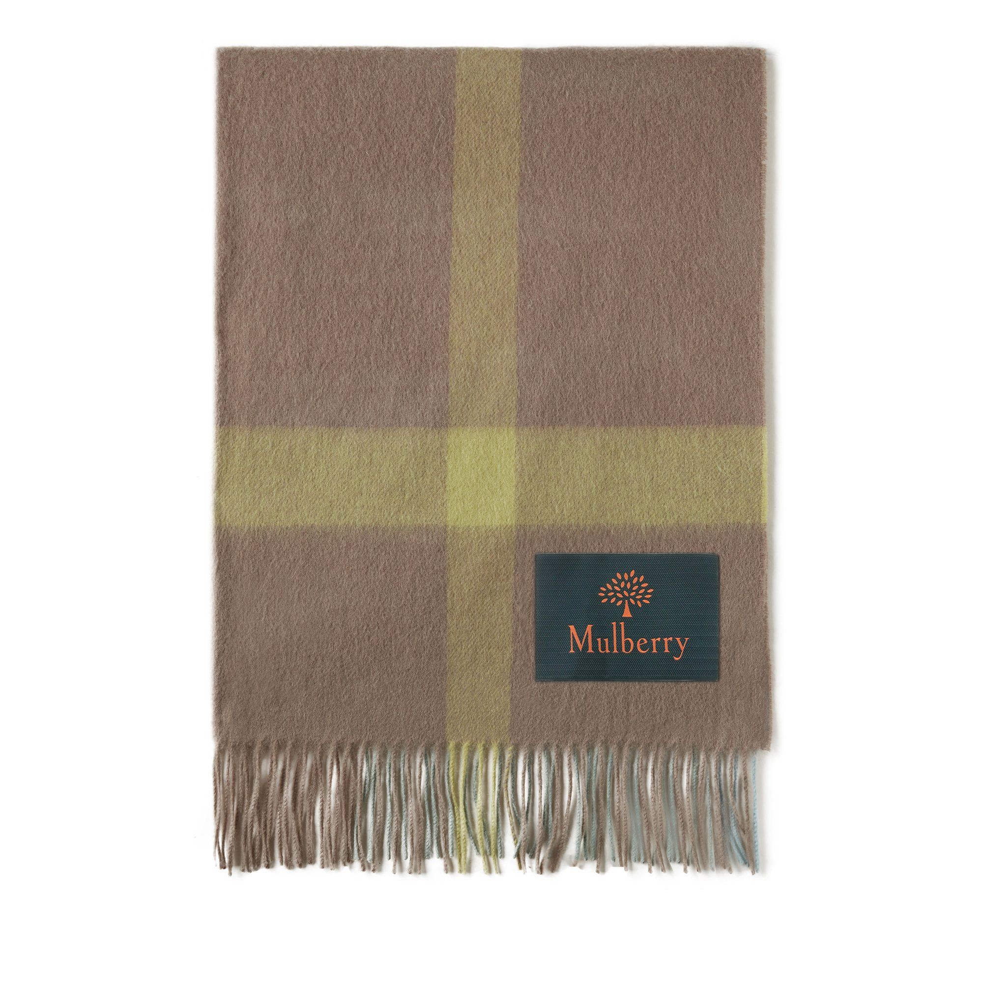 Mulberry Large Check Lambswool Scarf In Brown