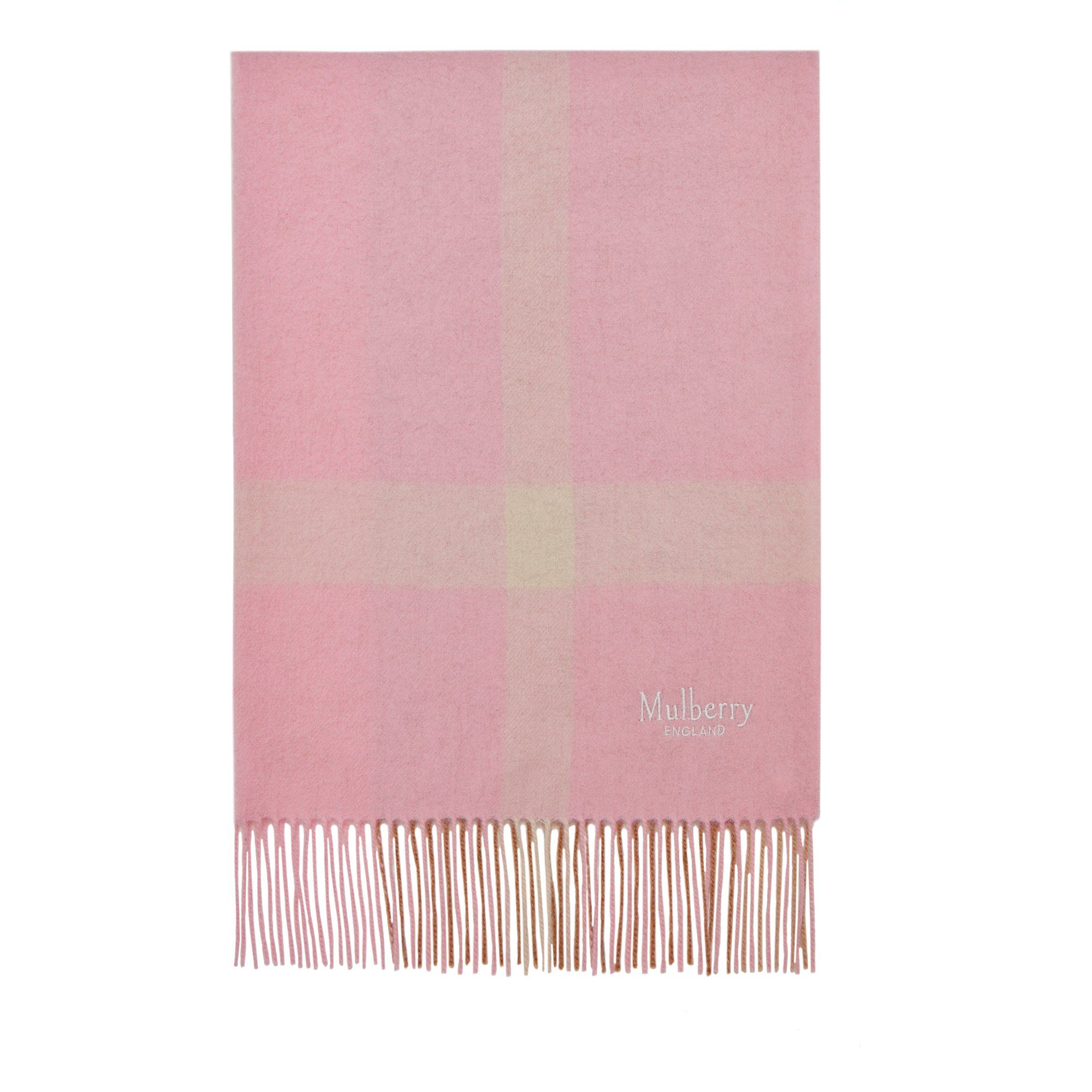 Mulberry Large Check Lambswool Scarf In Pink