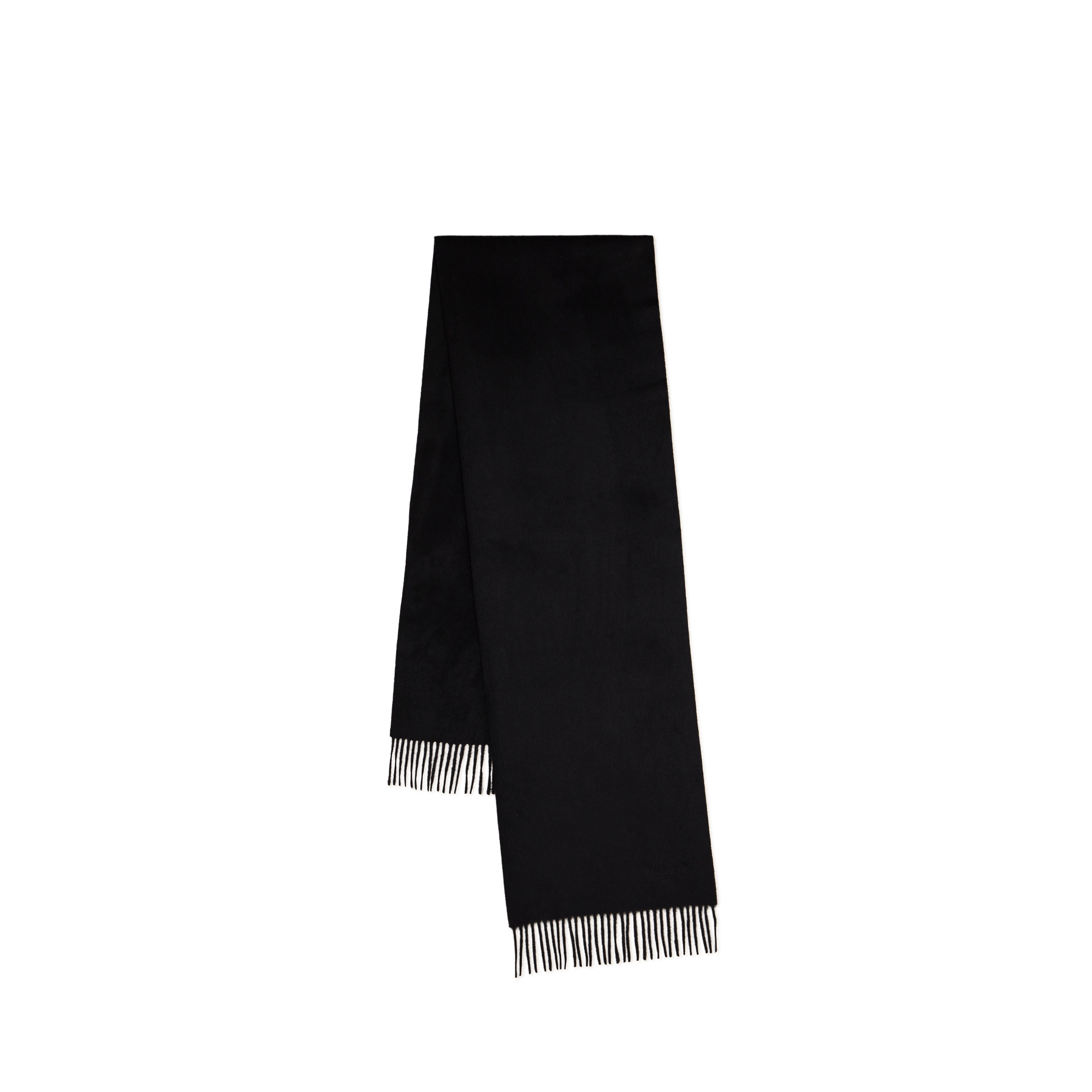 Mulberry Small Solid Merino Wool Scarf In Black