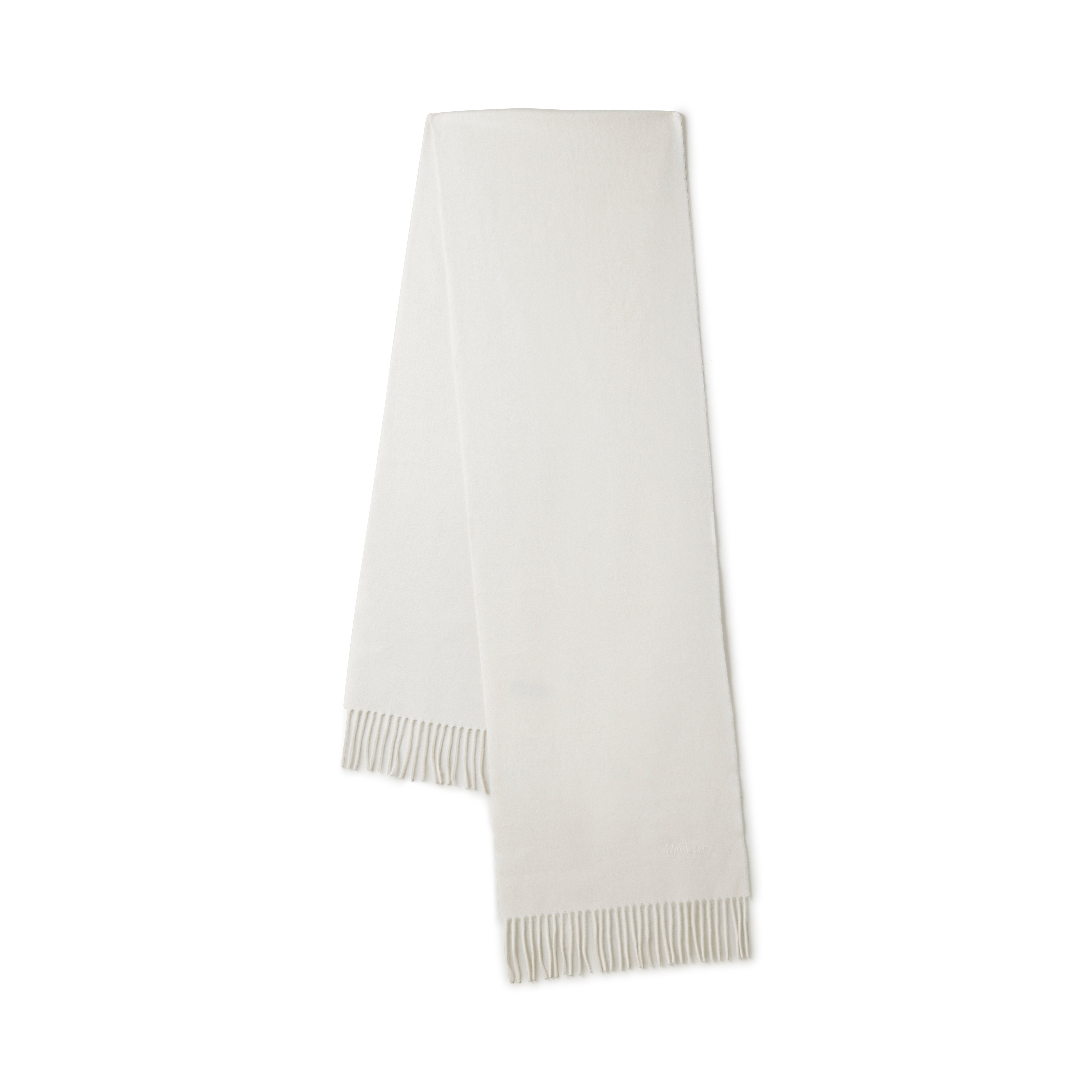 Mulberry Small Solid Merino Wool Scarf In White