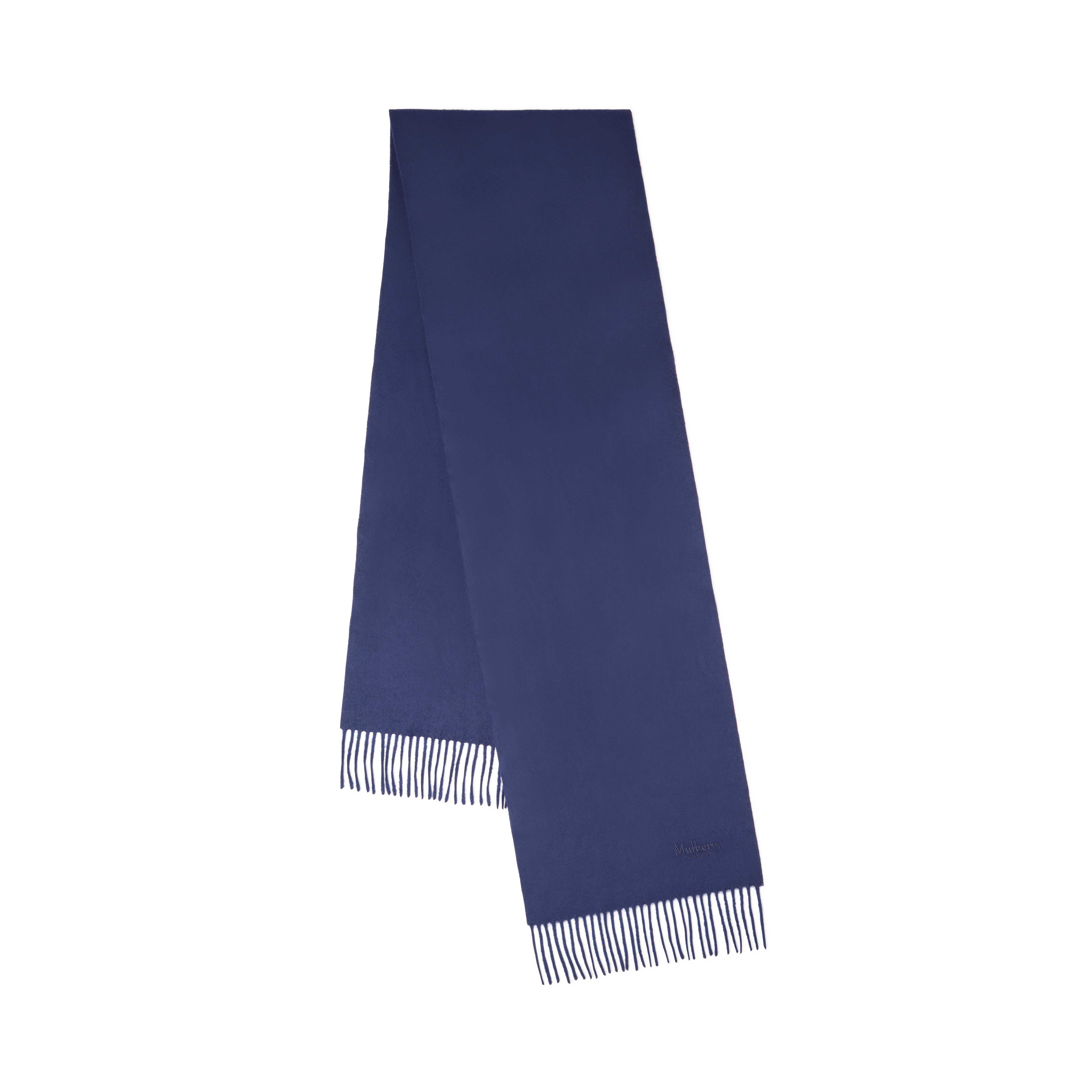 Mulberry Small Solid Merino Wool Scarf In Blue