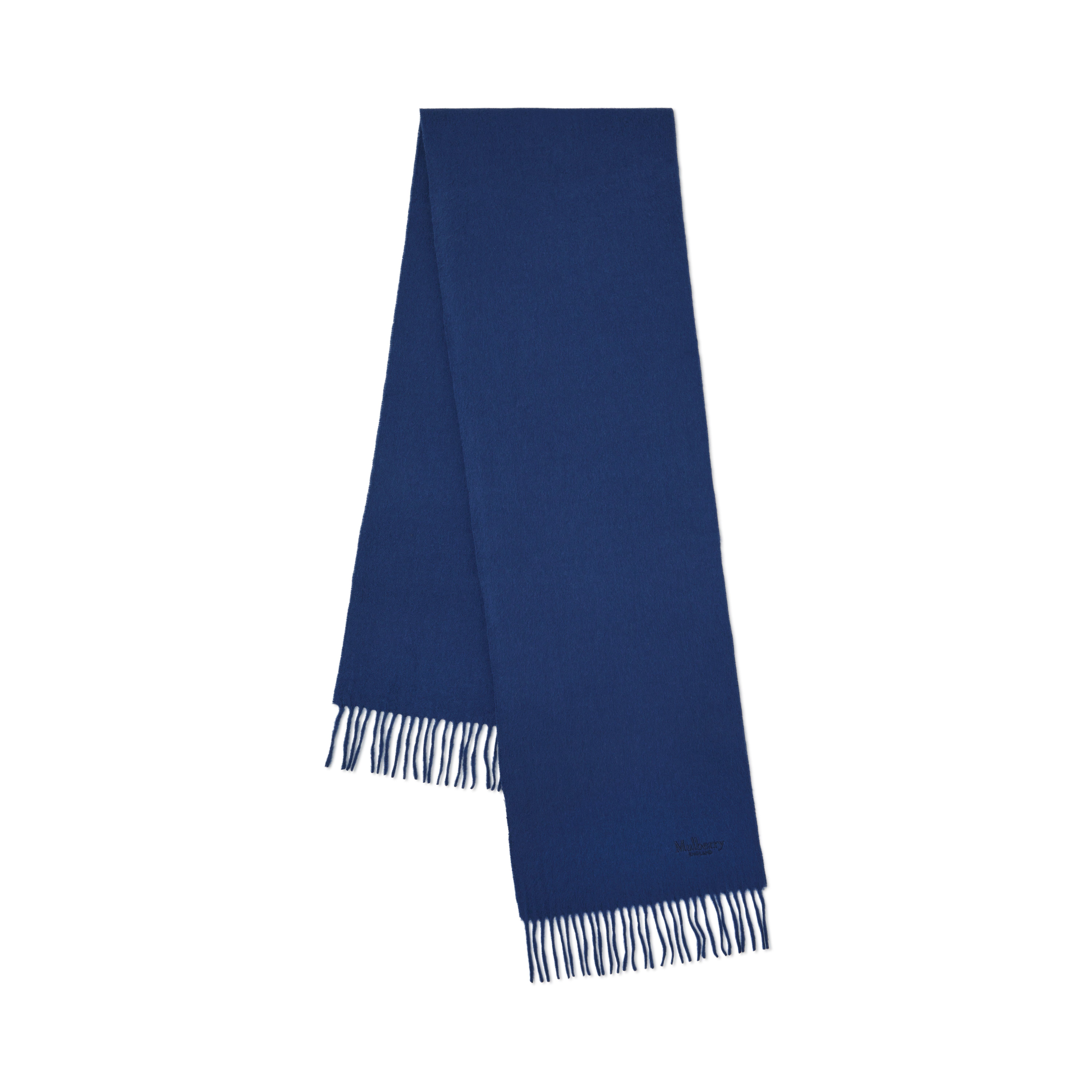 Mulberry Small Solid Merino Wool Scarf In Stormy Blue