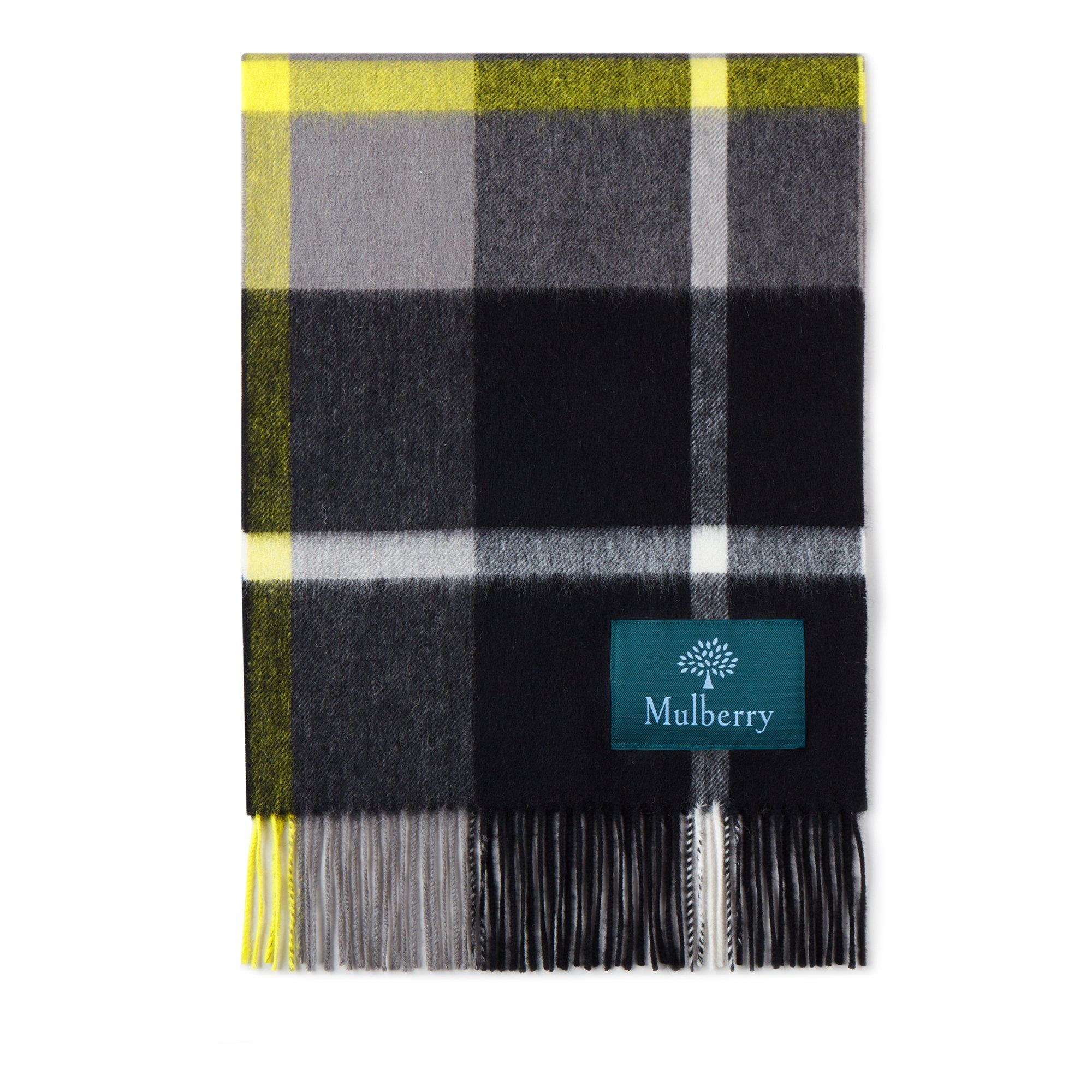 Mulberry Small Check Lambswool Scarf In Black