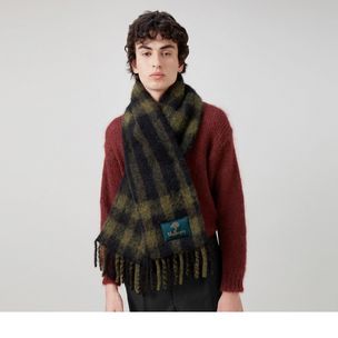 alpaca-check-nylon-reversible-scarf-black-summer-khaki-alpaca-nylon