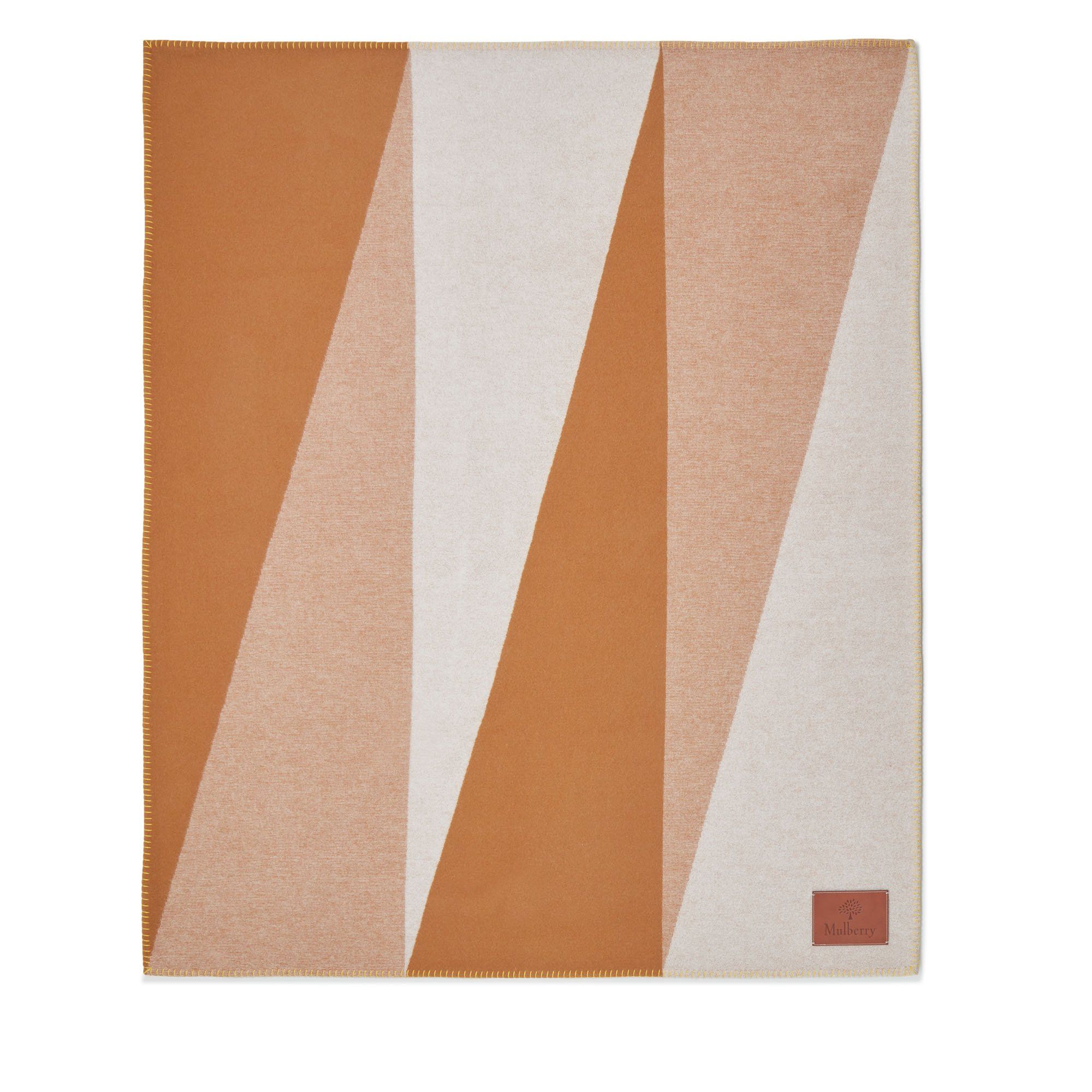Colour Block Blanket - Teak & Cream Lambswool