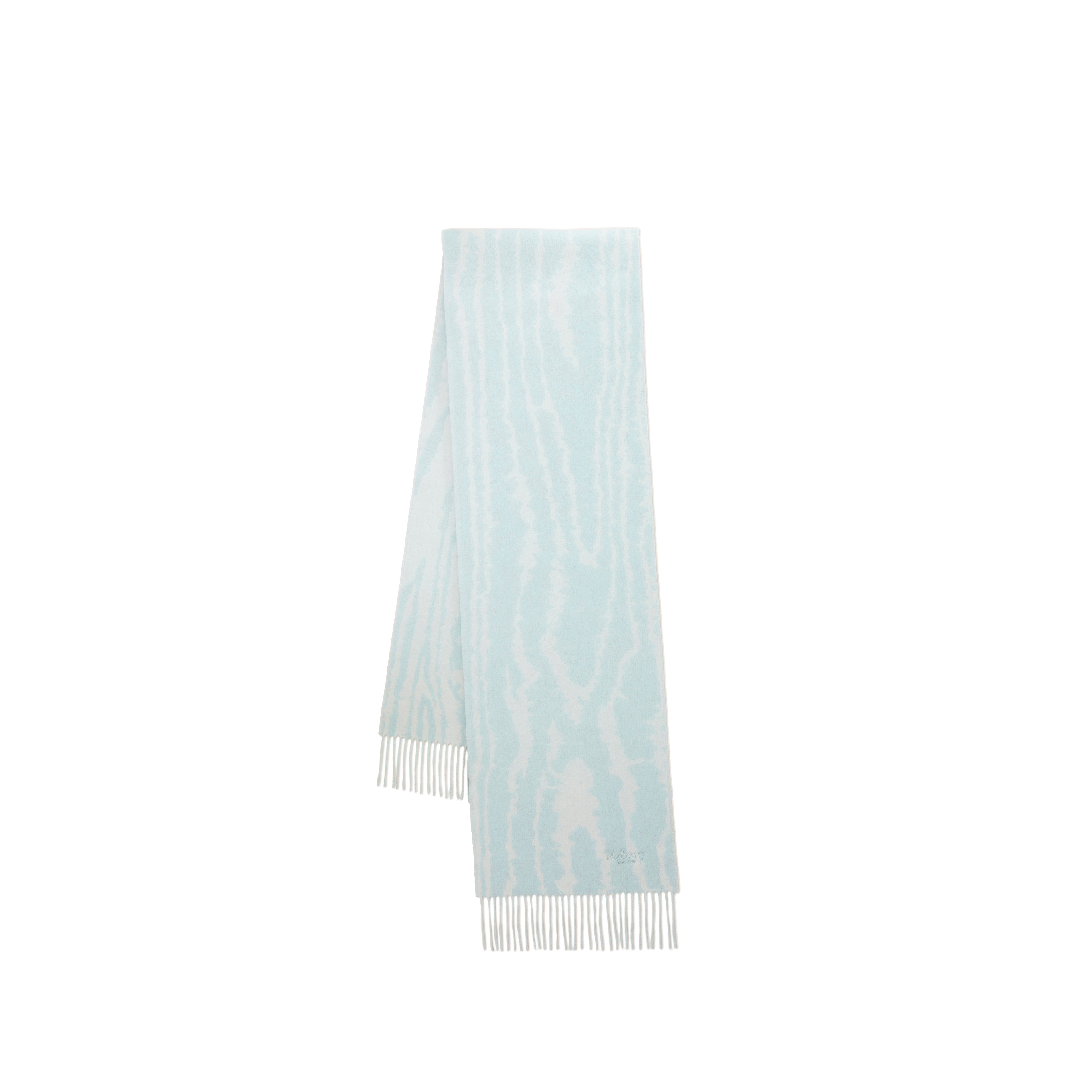 Mulberry Cashmere Blend Moire Scarf In Blue