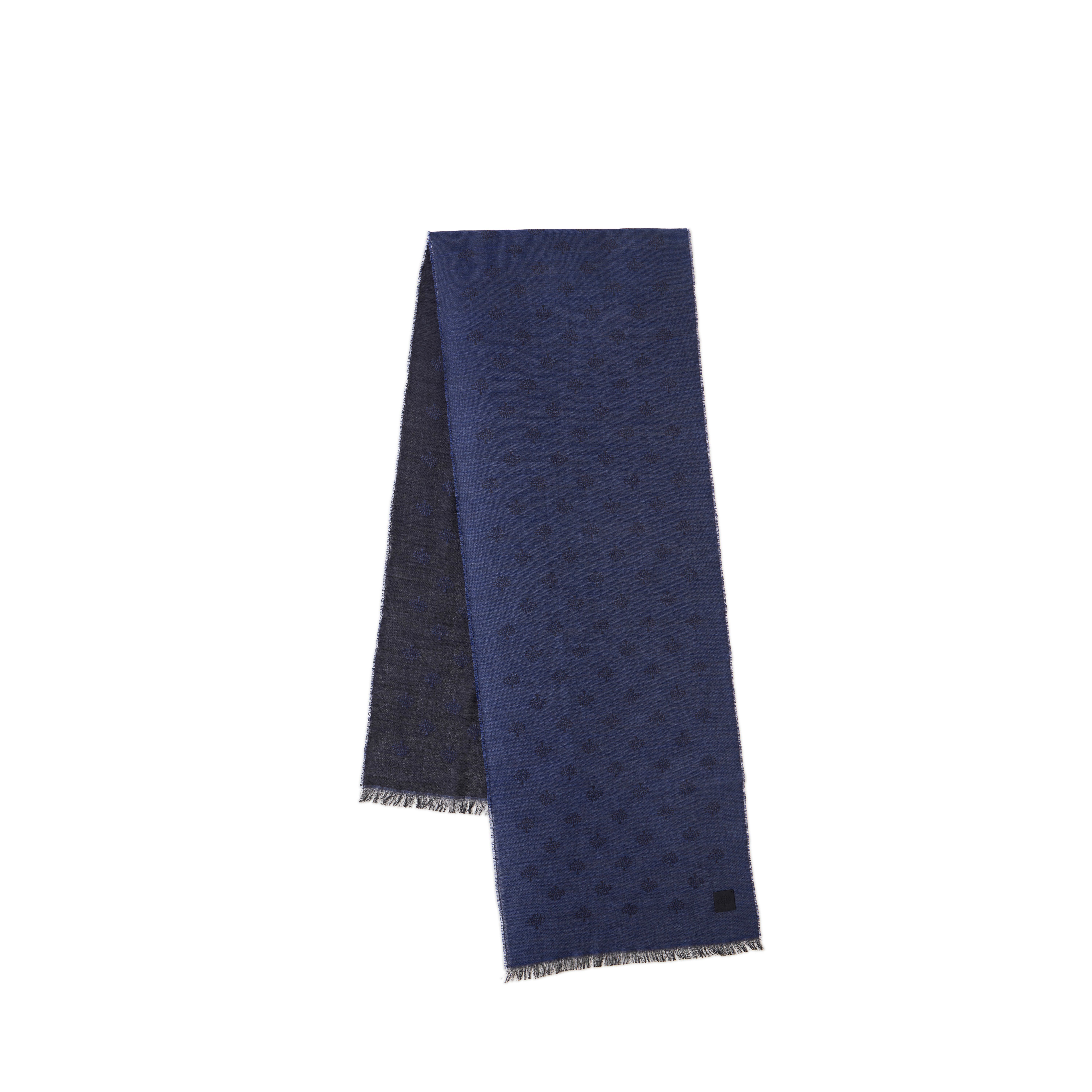 Mulberry Tree Jacquard Rectangular Scarf In Blue