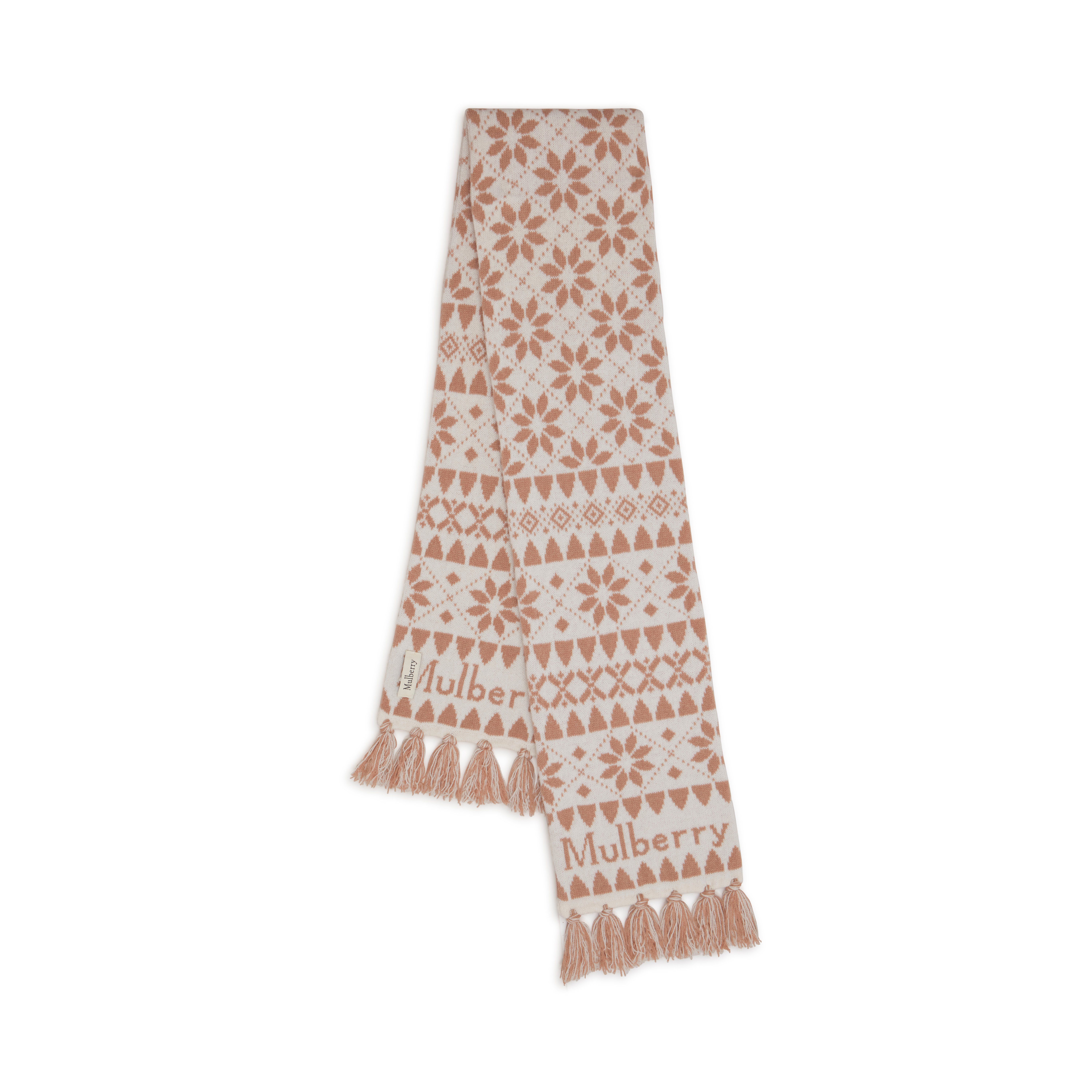 Mulberry Fairisle Knit Scarf In Brown