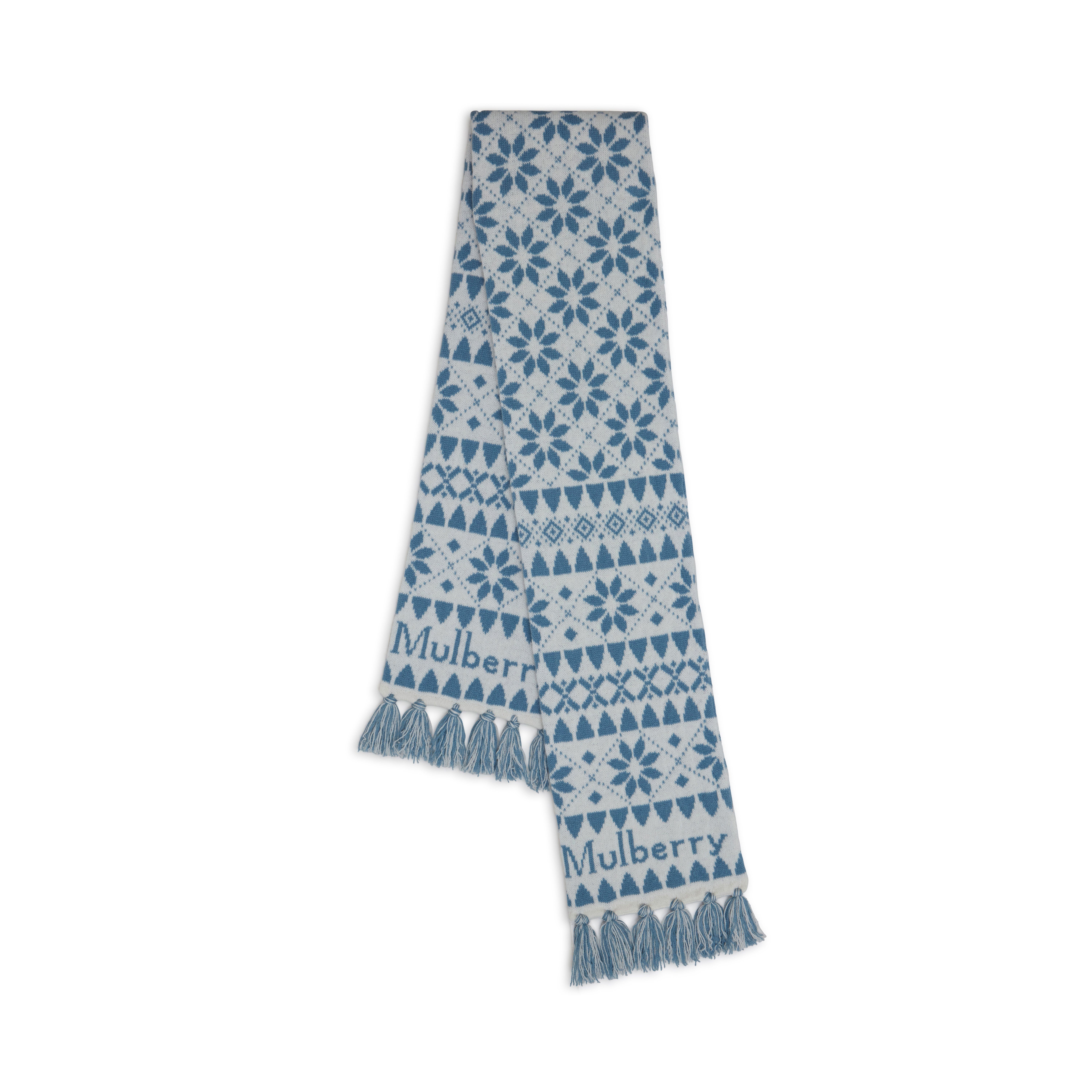 Mulberry Fairisle Knit Scarf In Gray