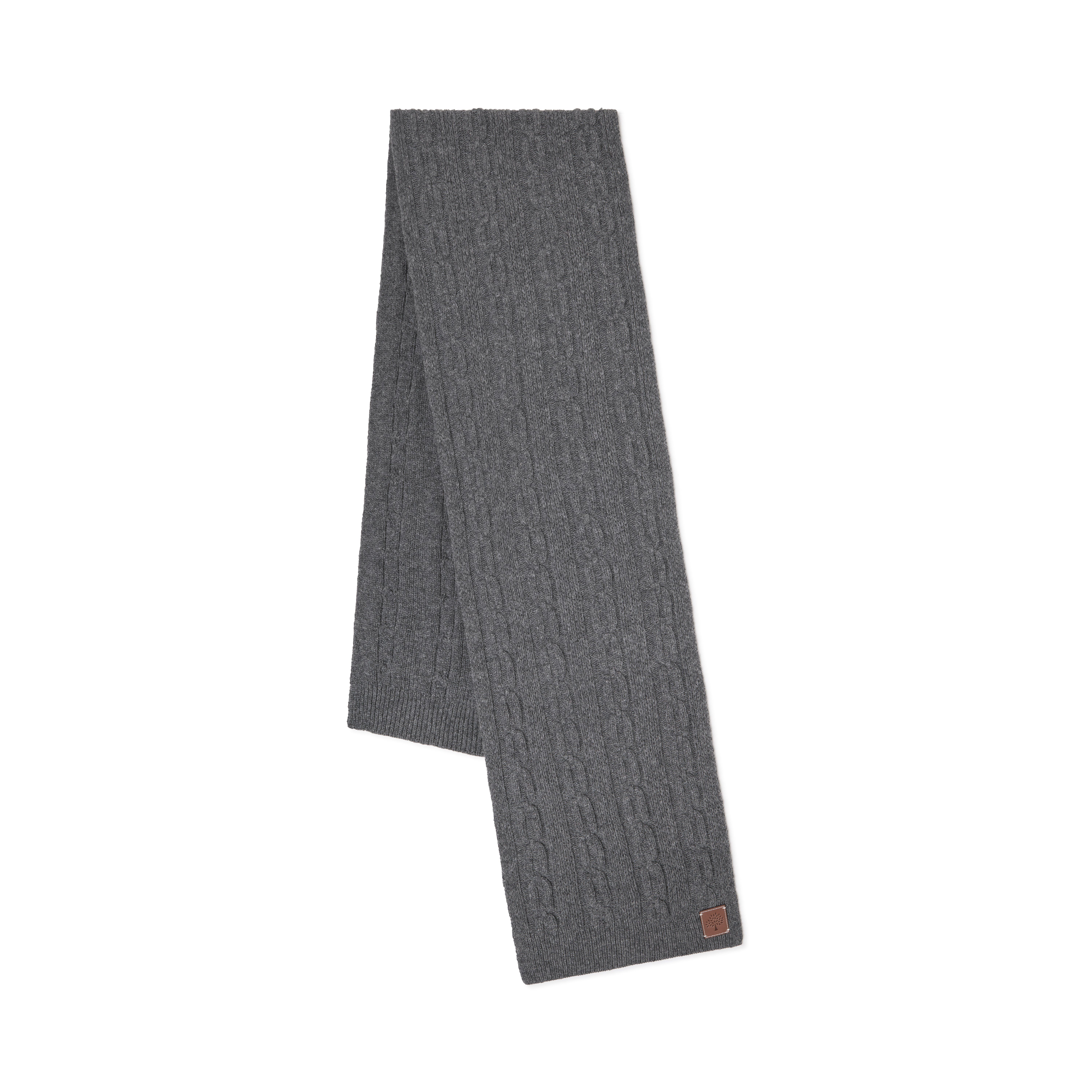 Mulberry Softie Chain Cable Knit Scarf In Charcoal