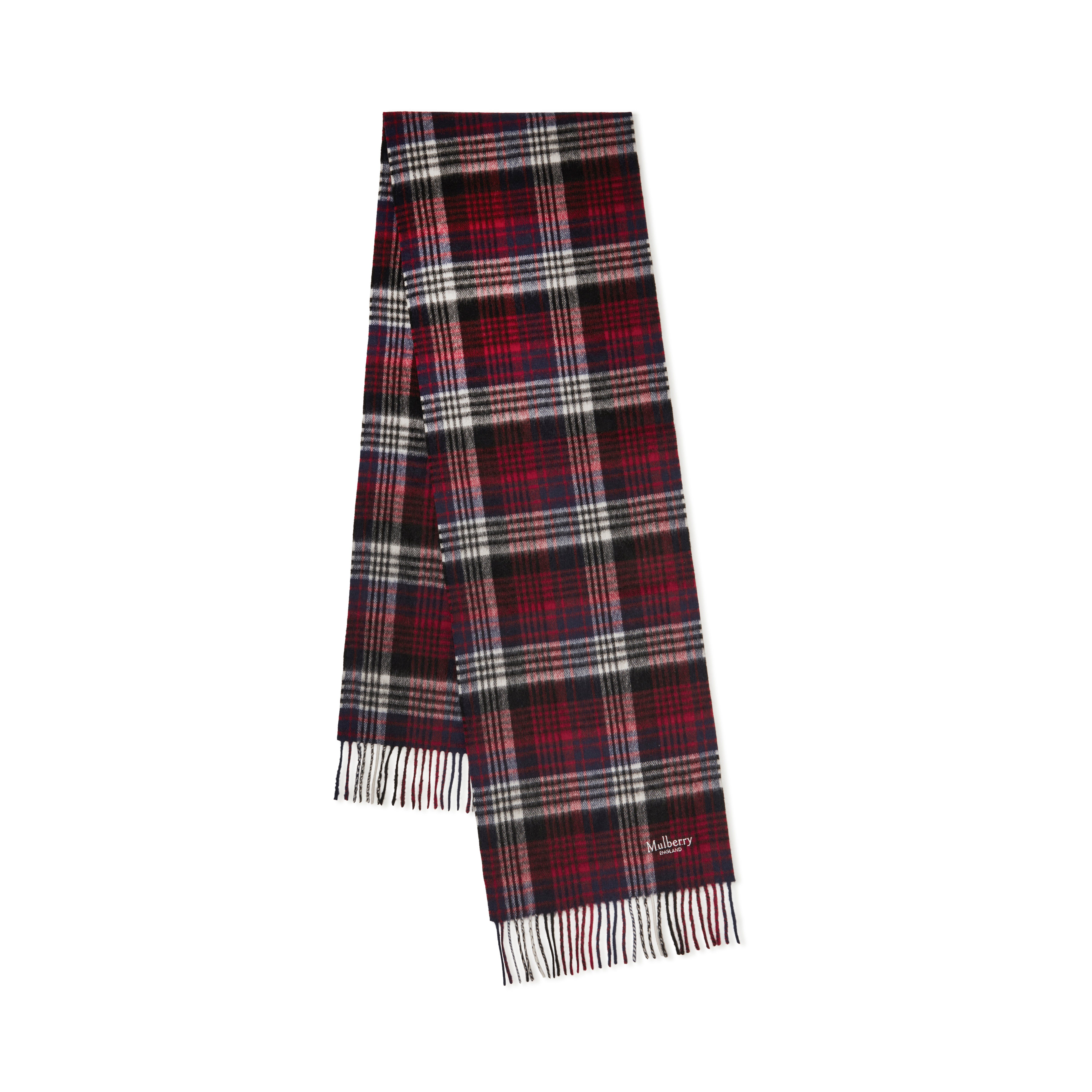 Mulberry Heritage Check Scarf In Navy-lancaster Red