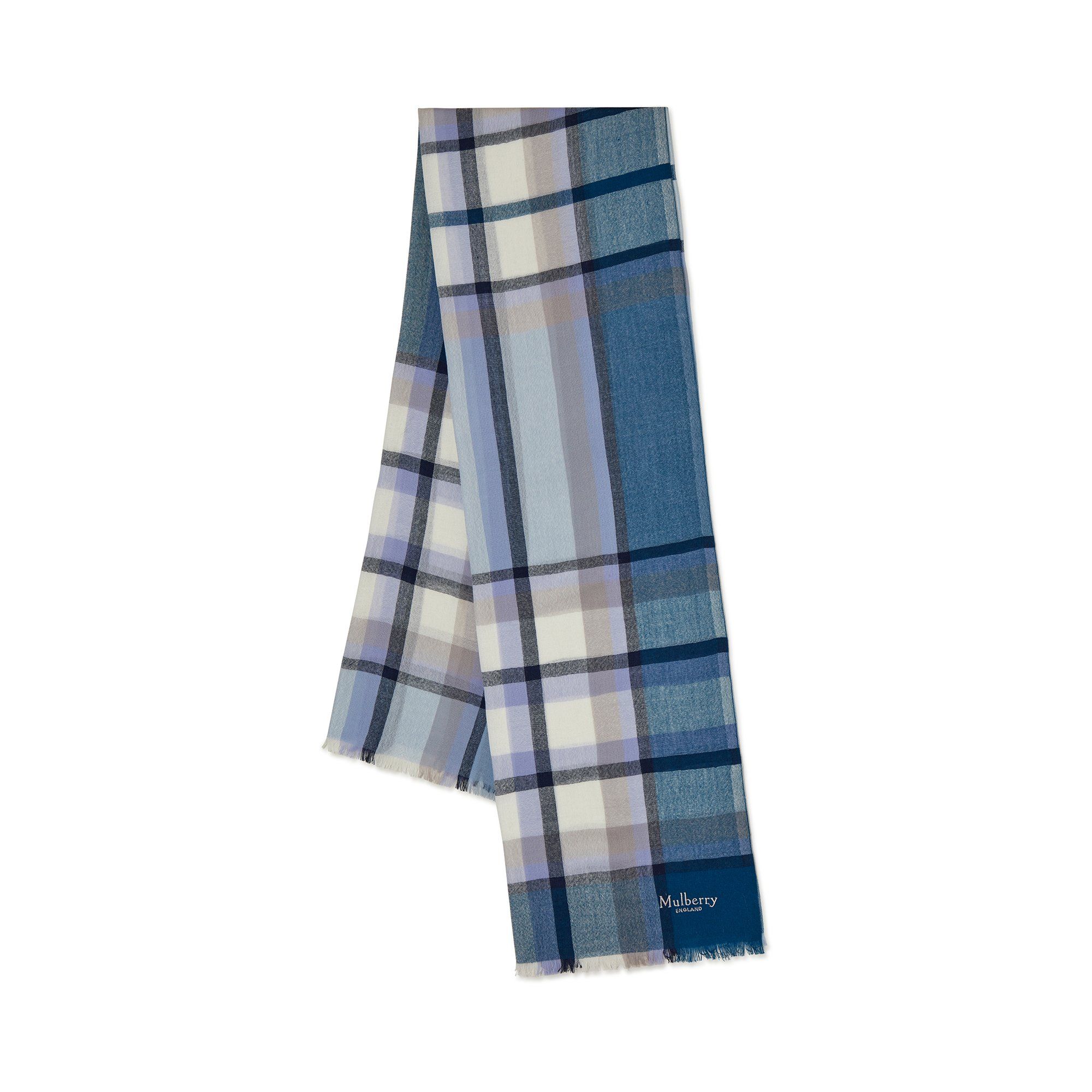 Mulberry Mega Check Scarf In Blue